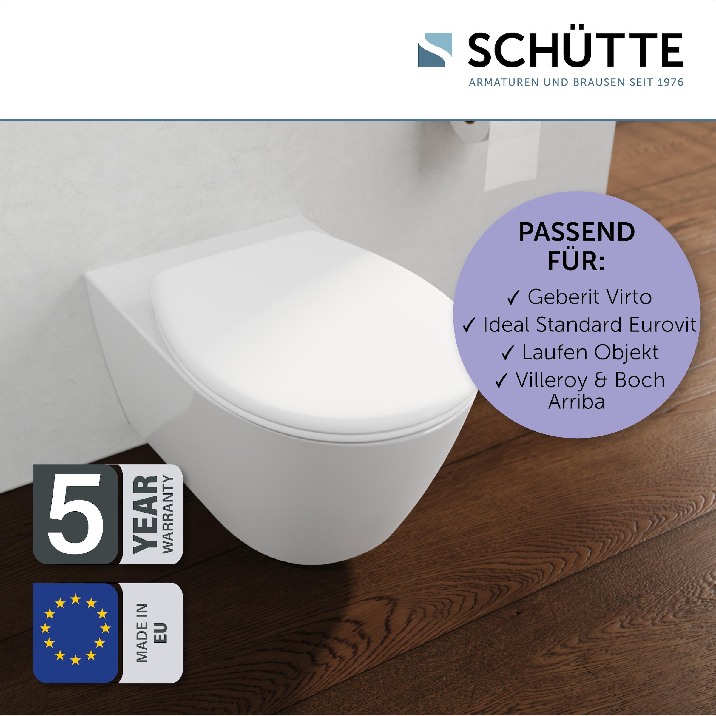 Schütte Siège de WC »Duroplast, WHITE PRO 1« Abattant WC, matériel de fixation, notice de montage,  avec mécanisme de descente automatique et fermeture rapide