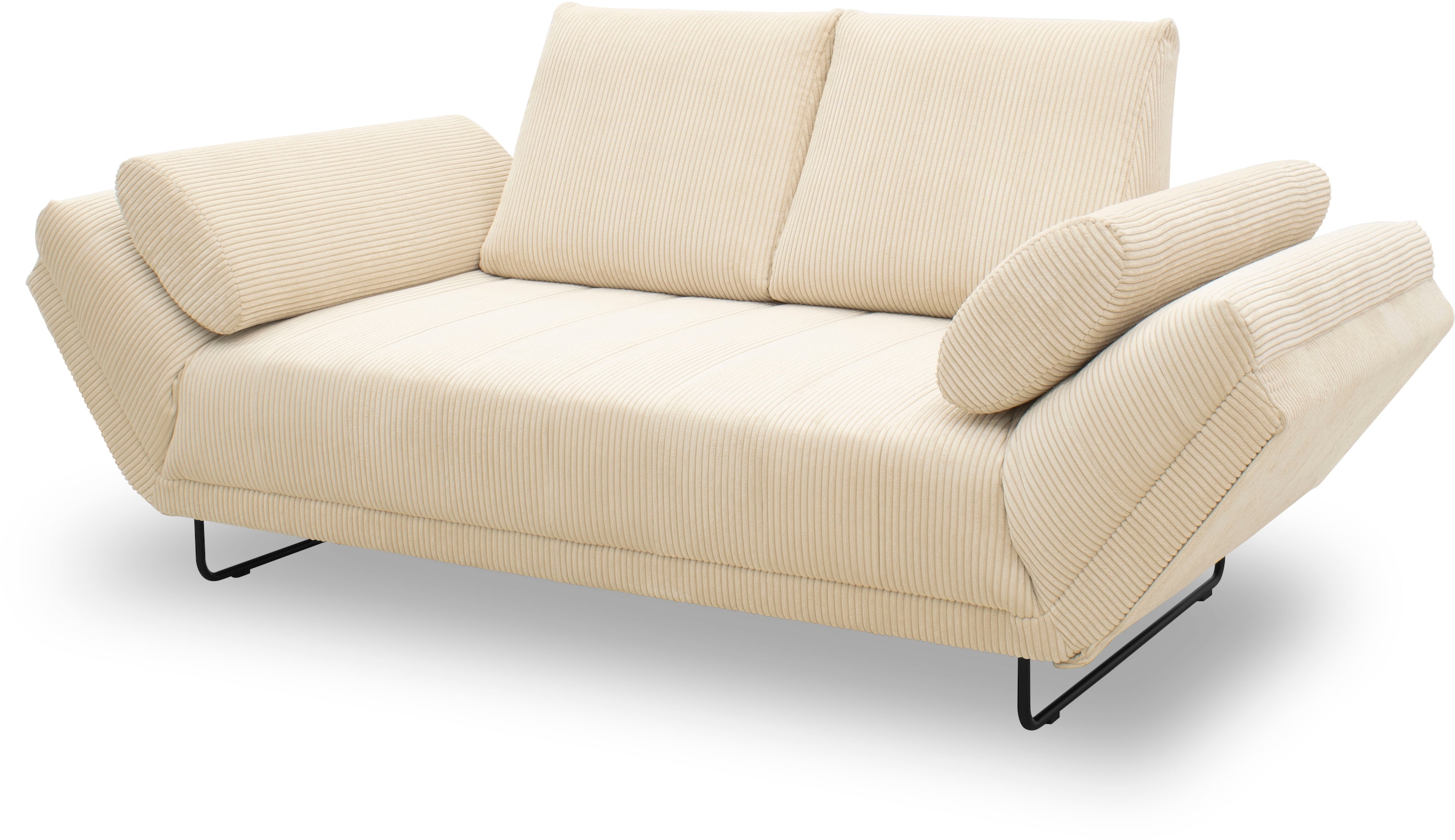 INOSIGN Schlafsofa »Jadelyn mit klappbaren Armlehnen, Bettsofa mit Federkern, Breite 250cm« Federkern, Cord-Bezug, incl. 2 Armlehnkissen, Liegefläche 97x250 cm