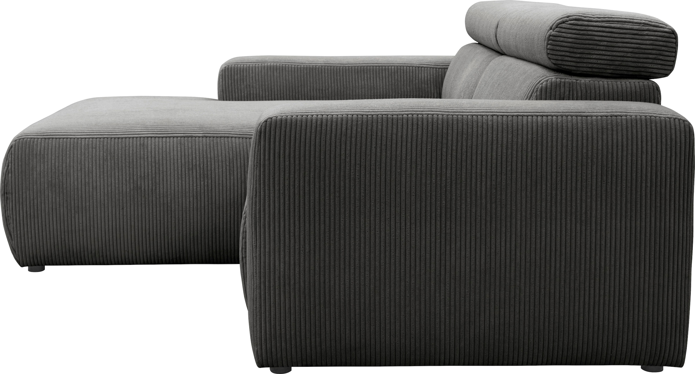 DOMO collection Ecksofa »Brandon B/T: 214/100 cm, belastbar bis 140kg/ Sitz, L-Form«, Cord, grau