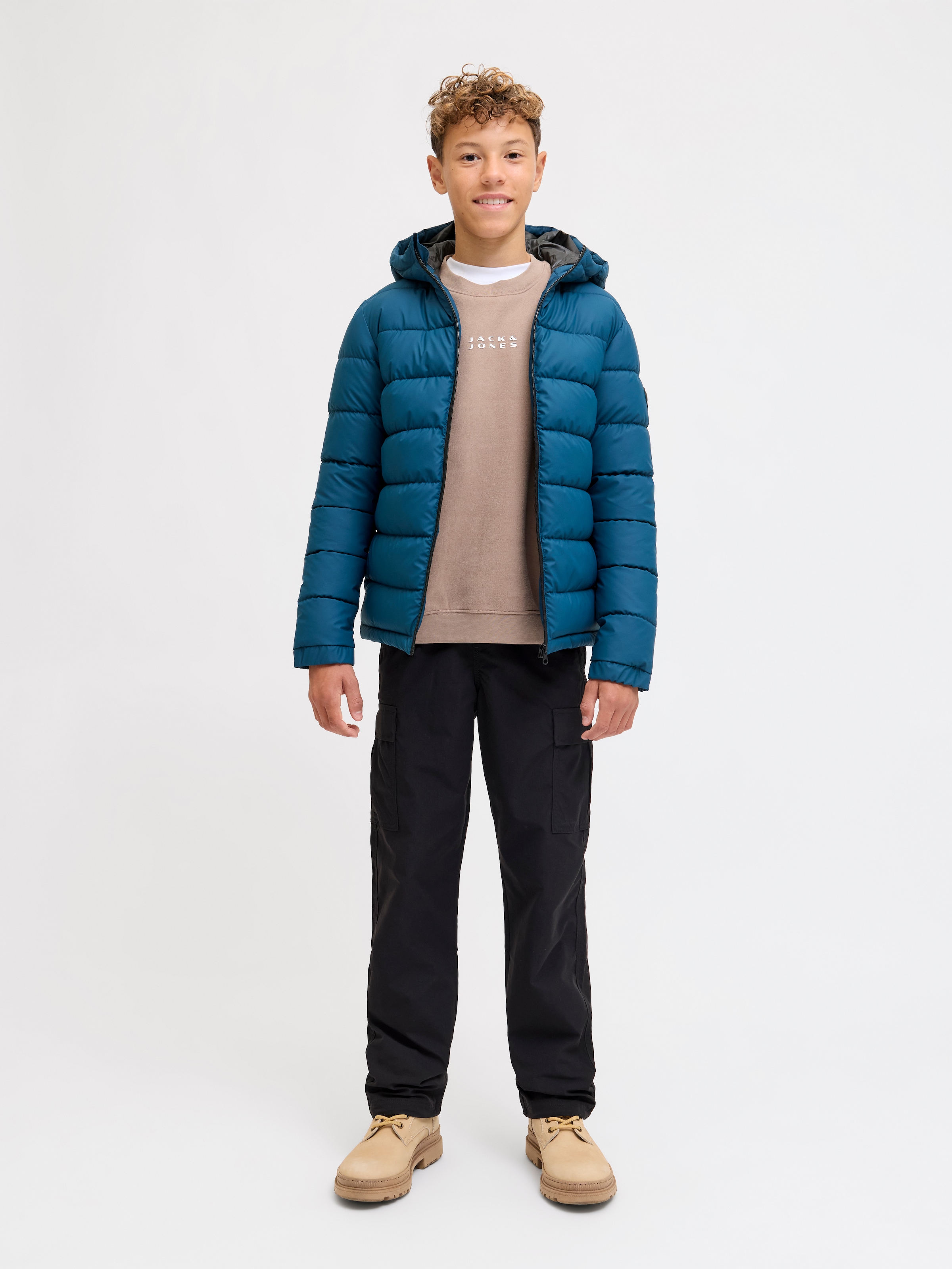 Jack & Jones Junior Veste matelassée »JCOPOINT PU PUFFER JACKET BF JNR« mit Kapuze