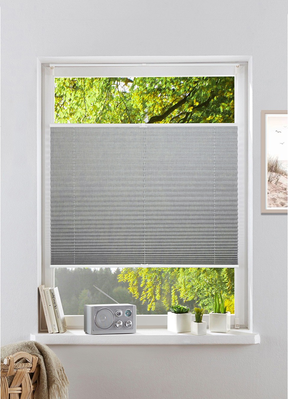 Image of GOODproduct Plissee "WILLA" Lichtschutz ohne Bohren verspannt NEUHEIT in Leinenoptik