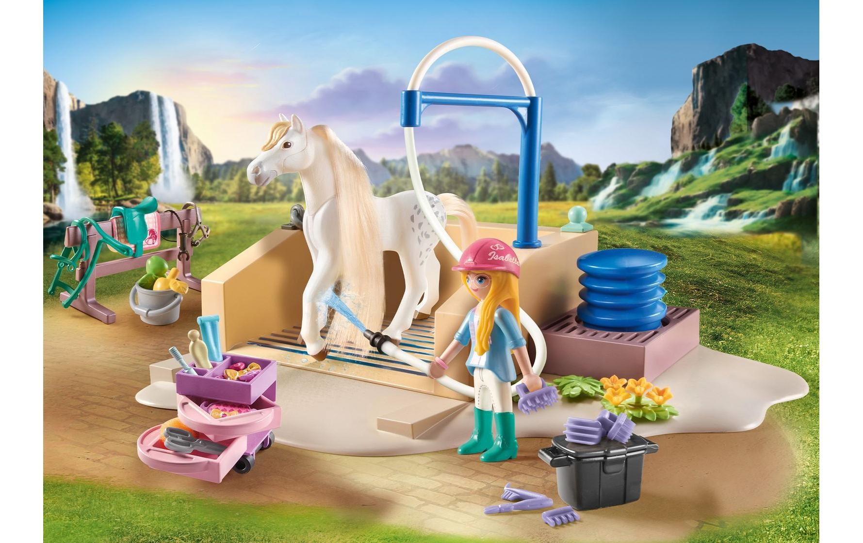 Playmobil® Spielbausteine »Horses of Waterfall Isabella & Lioness mit Waschplatz 71354«, (86 St.)