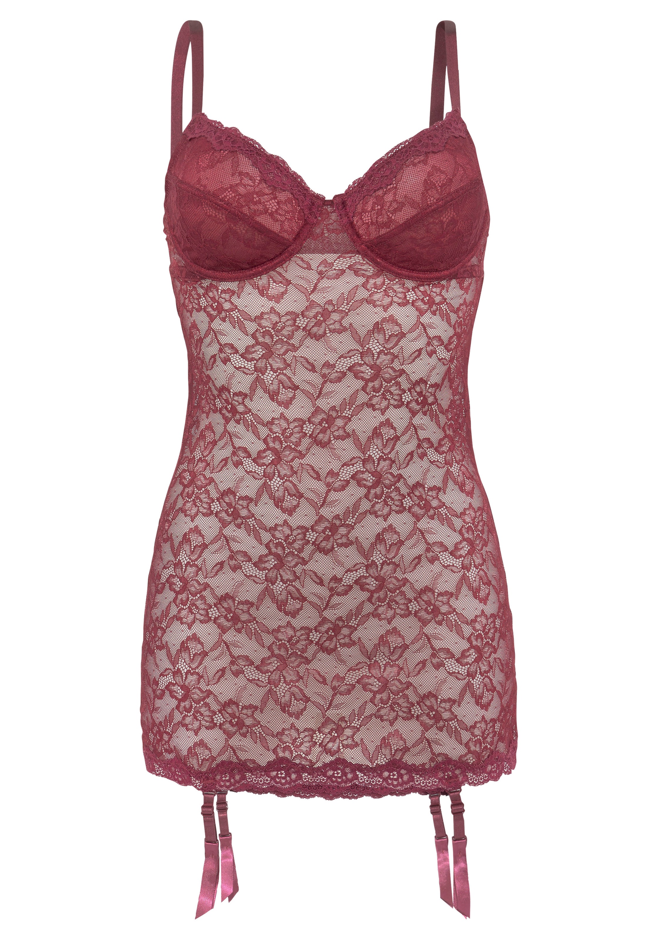 Image of LASCANA Negligé, aus dezent transparenter Spitze in blumiger Optik, sexy Dessous bei Ackermann Versand Schweiz