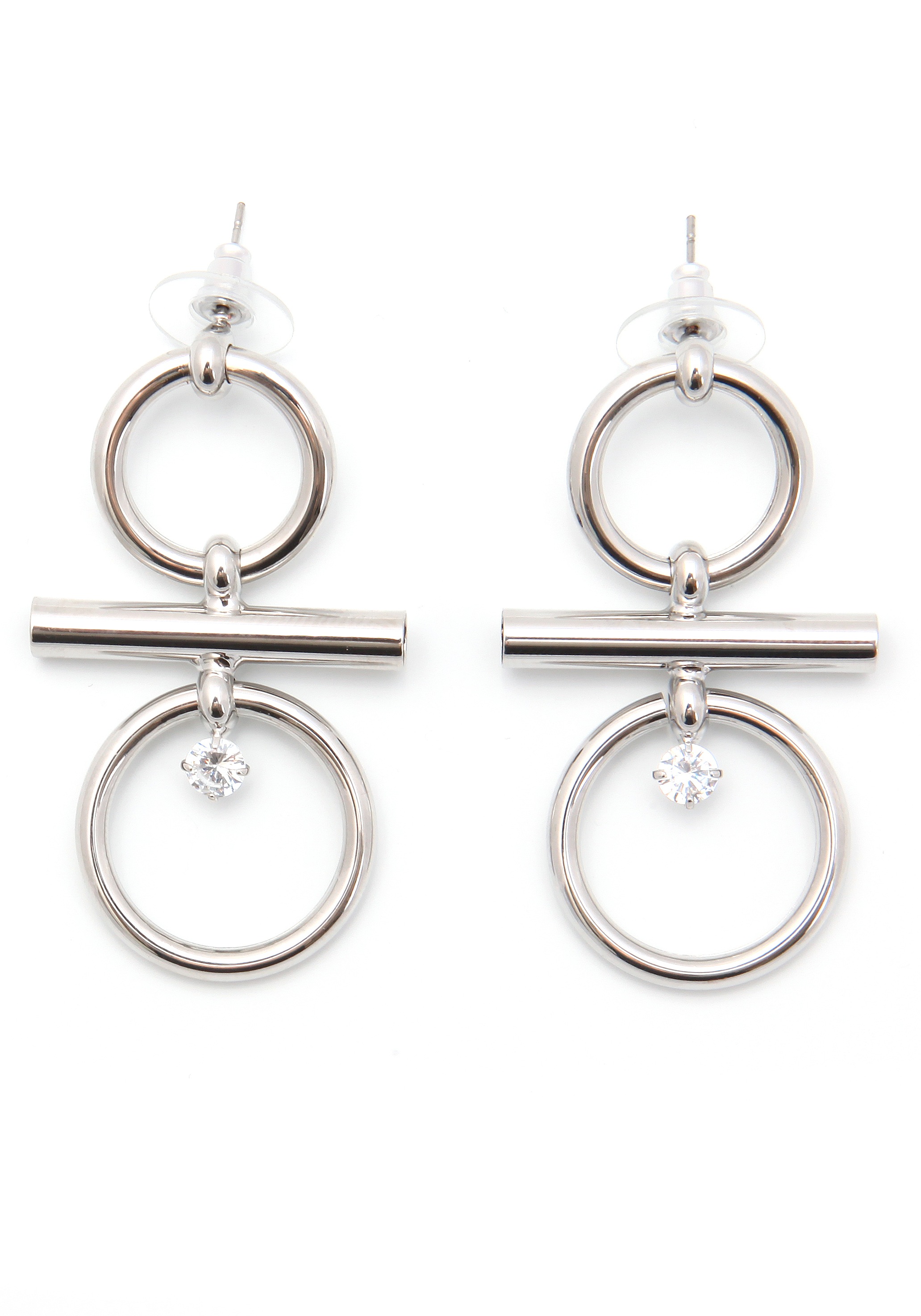 Image of J.Jayz Paar Ohrstecker »Kreis-Design, rhodiniert«, mit Glassteinen bei Ackermann Versand Schweiz