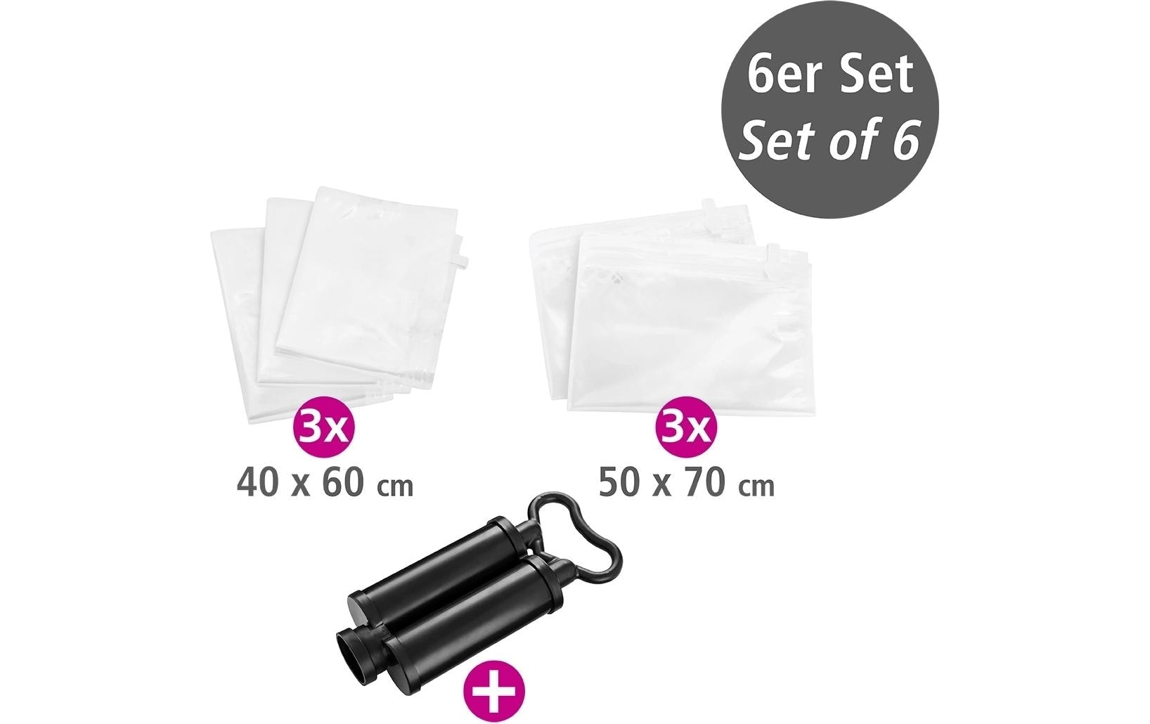 WENKO Sacs sous vide »Reise-Set 40 cm/50 cm x 60 cm/70 cm, 6 Stück«