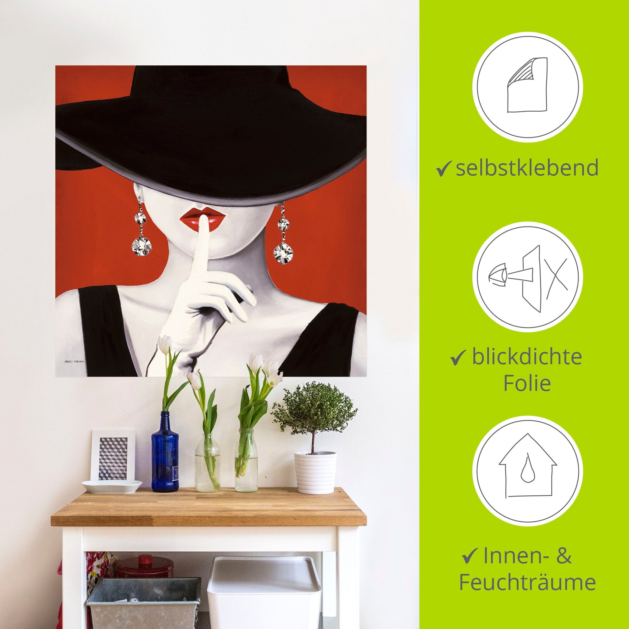 Artland Wandbild »Hut ab I«, Frau, (1 St.), als Leinwandbild, Poster, Wandaufkleber in verschied. Grössen