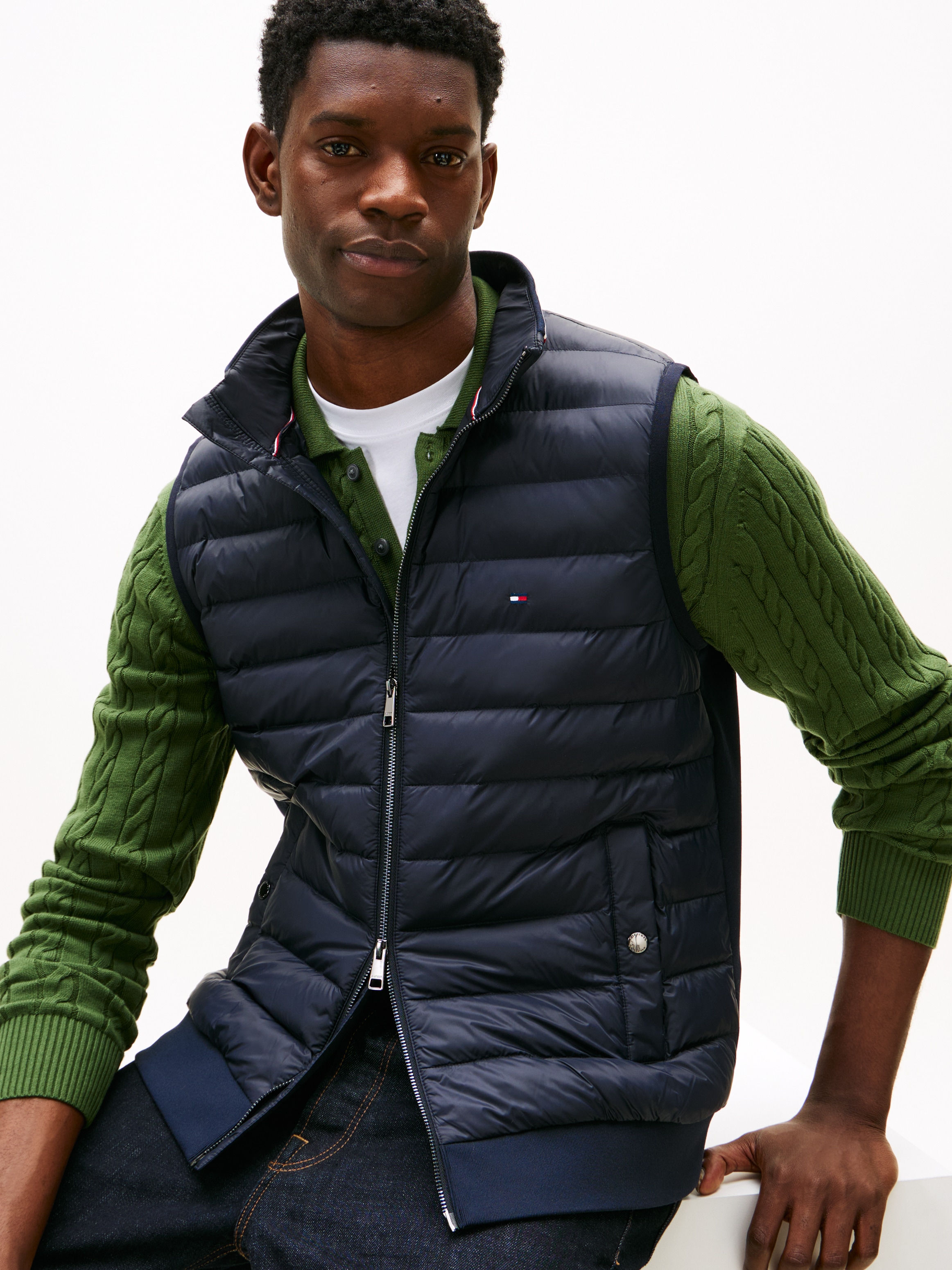 Tommy Hilfiger Gilet matelassé »MIX MEDIA« Stehkragen, 2-Wege-Reissverschluss