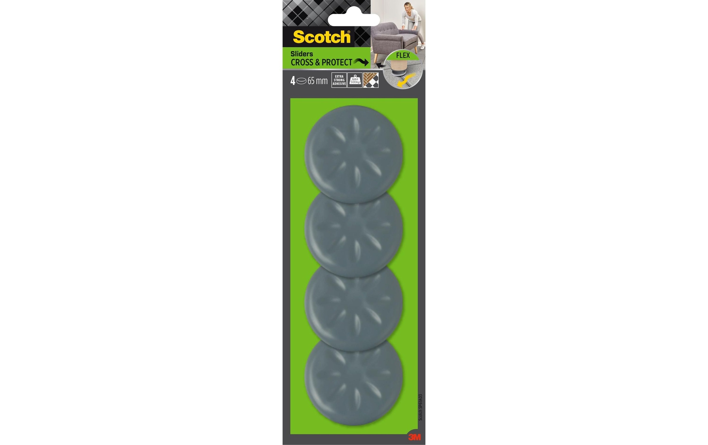 Image of SCOTCH Möbelfuss "Flexibal, Ø 65 mm, 4er Pack" Flexible Sliders für mühelos verschieben von Möbeln
