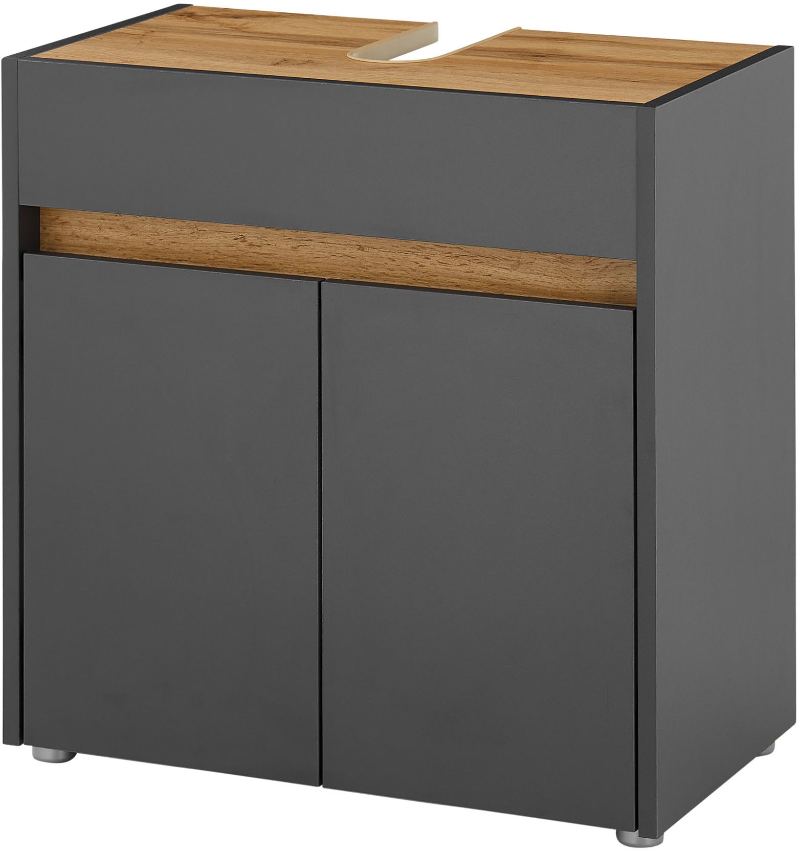 Image of Home affaire Waschbeckenunterschrank "CITY/GIRON, Waschtisch mit Griffmulde, Badschrank in zeitlosem Design" in den Farben Weiss und Anthrazit verfügbar, viel Stauraum