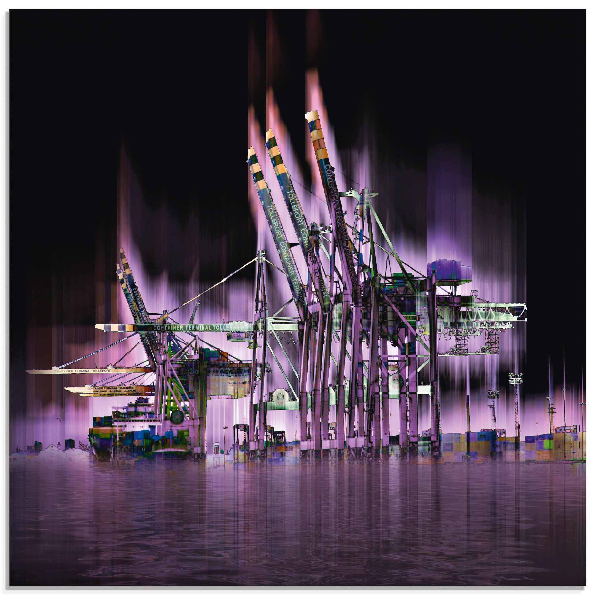 Image of Artland Glasbild "Hamburg Hansestadt Collage 04" Architektonische Elemente 1 Stk. tlg. in verschiedenen Grössen