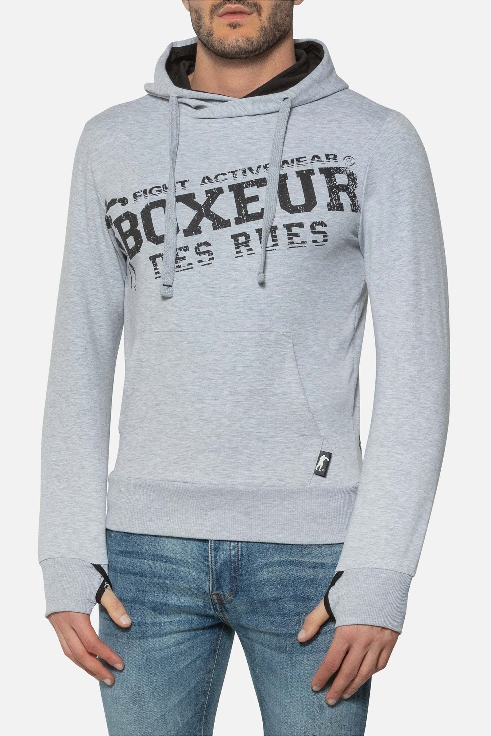 Image of BOXEUR DES RUES Kapuzenpullover "BOXEUR DES RUES Kapuzenpullover Hooded Sweatshirt with Thumb Openings"