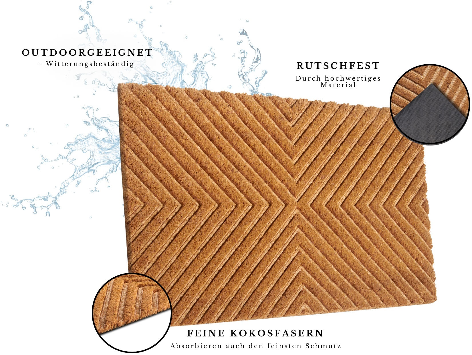 HANSE Home Fussmatte »Mix Mats Kokos Geometric, Türmatte«, rechteckig, 15 mm Höhe, Strapazierfähig, pflegeleicht, robust, wetterfest, UV-beständig