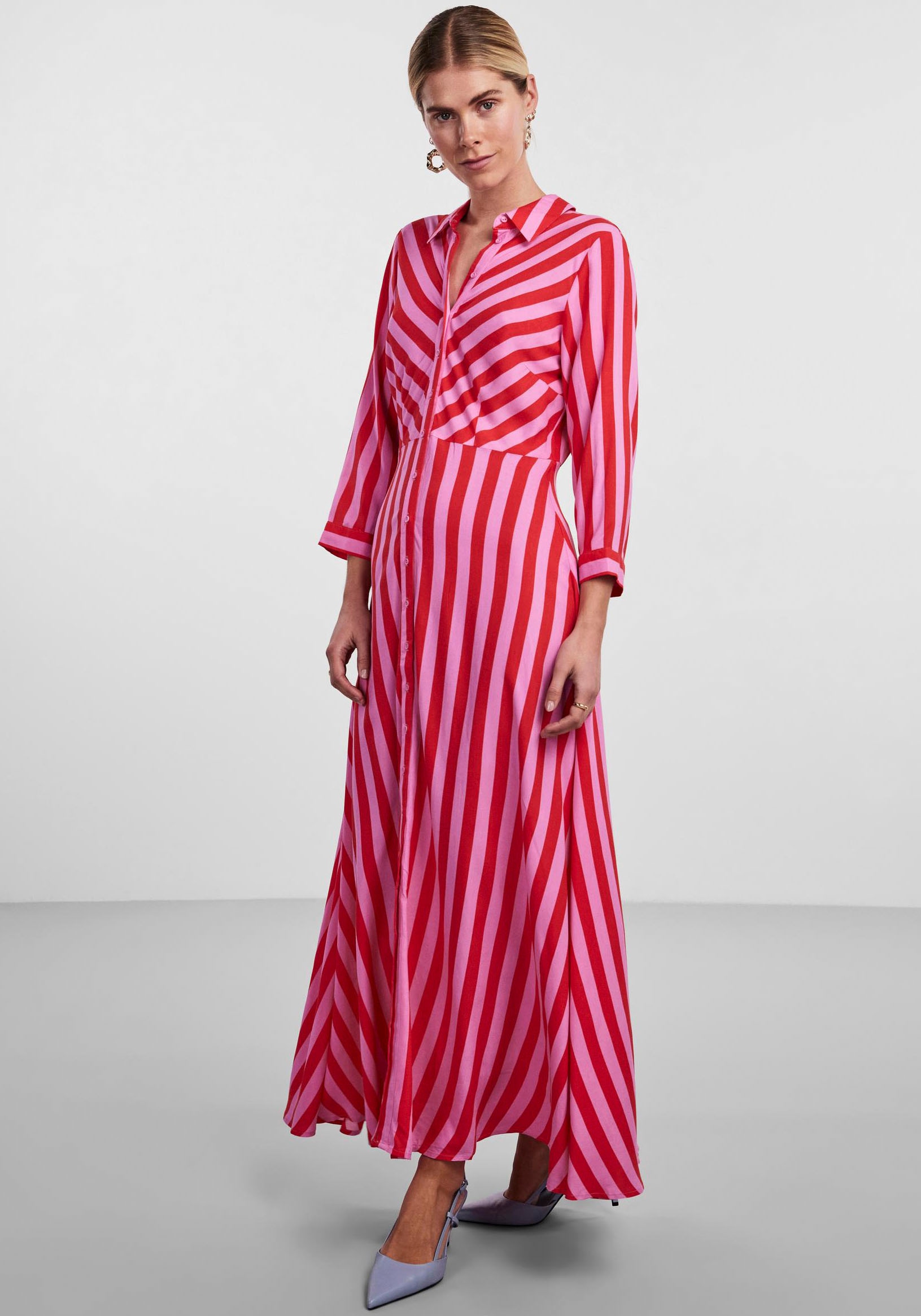 Image of Y.A.S Hemdblusenkleid "YASSAVANNA LONG SHIRT DRESS" Sommerkleid, mit 3/4 Ärmel