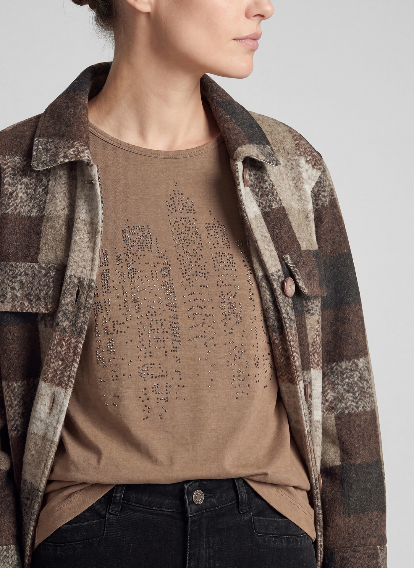 Rabe Veste chemise sans capuche im Karo-Look und mit Knopfleiste