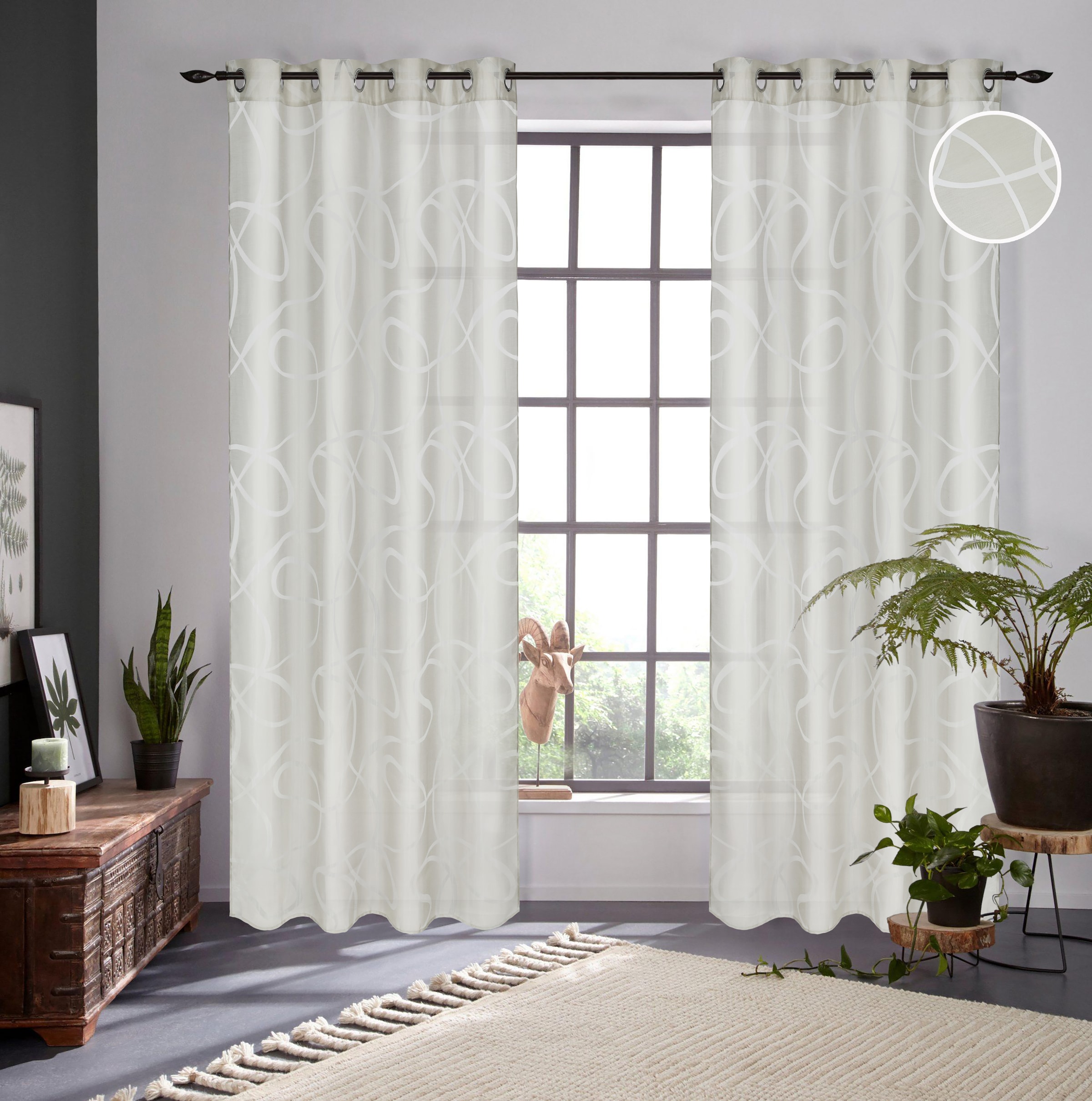 Bruno Banani Gardine »Tilo« Ösen 1 Stk. tlg. transparent, Ausbrenner, gewebt, verschiedene Grössen,