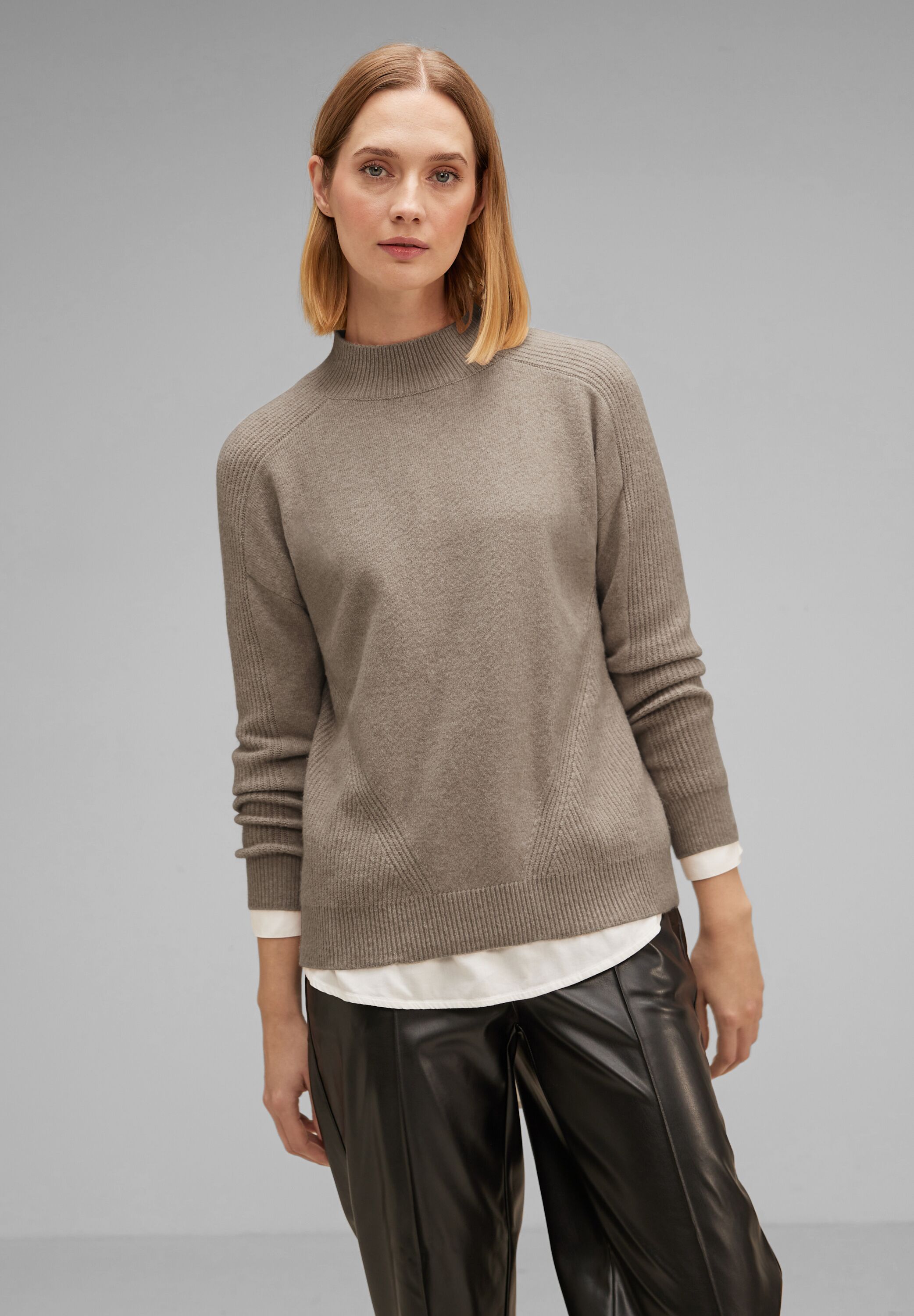 Strickpullover »Damenpullover«, Rippstrick-Muster, Melange-Optik