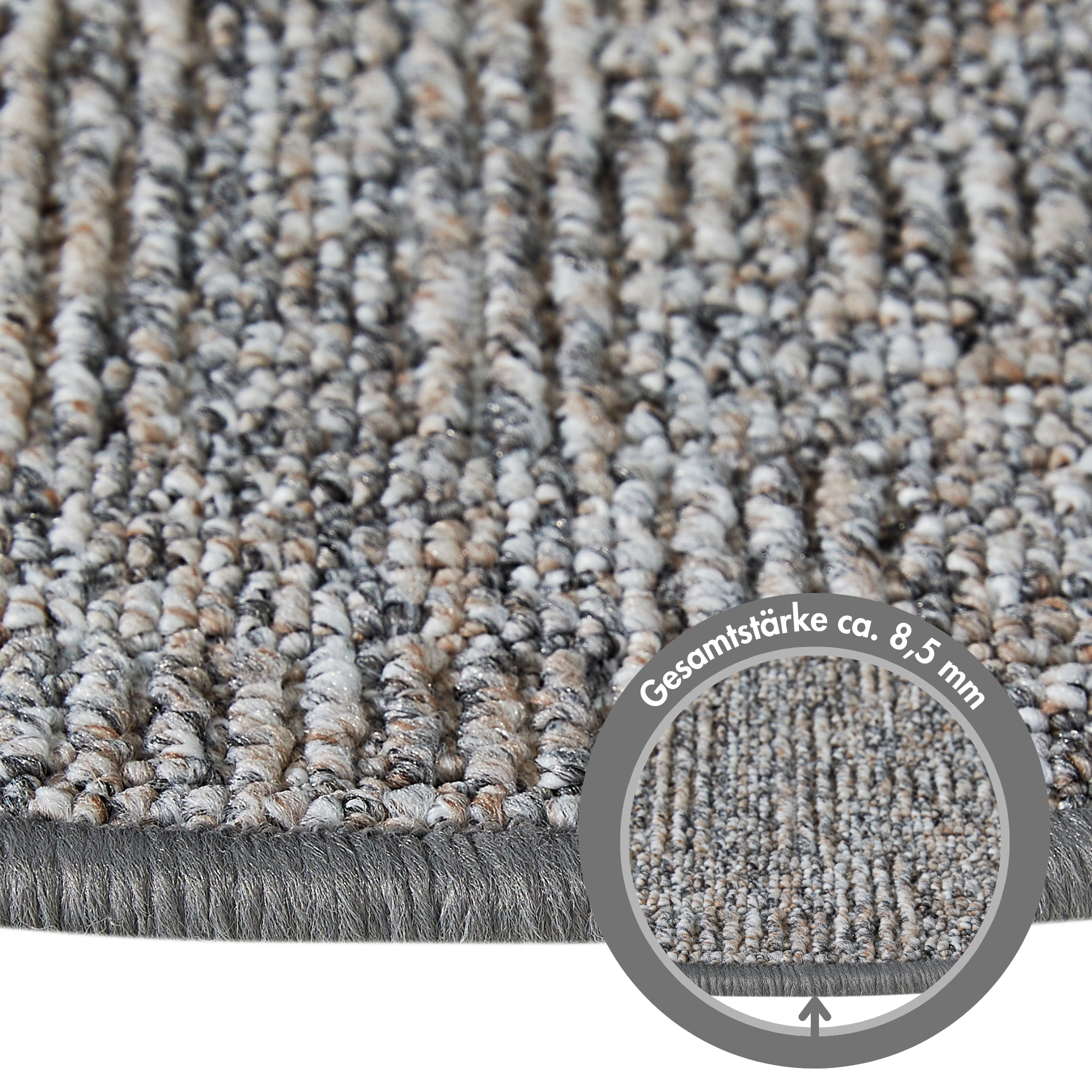 Andiamo Tapis de marche »Leo, Made in Poland« Semicirculaire 6 mm Höhe boucle grossière chinée, autocollante, 15 pièces dans un set