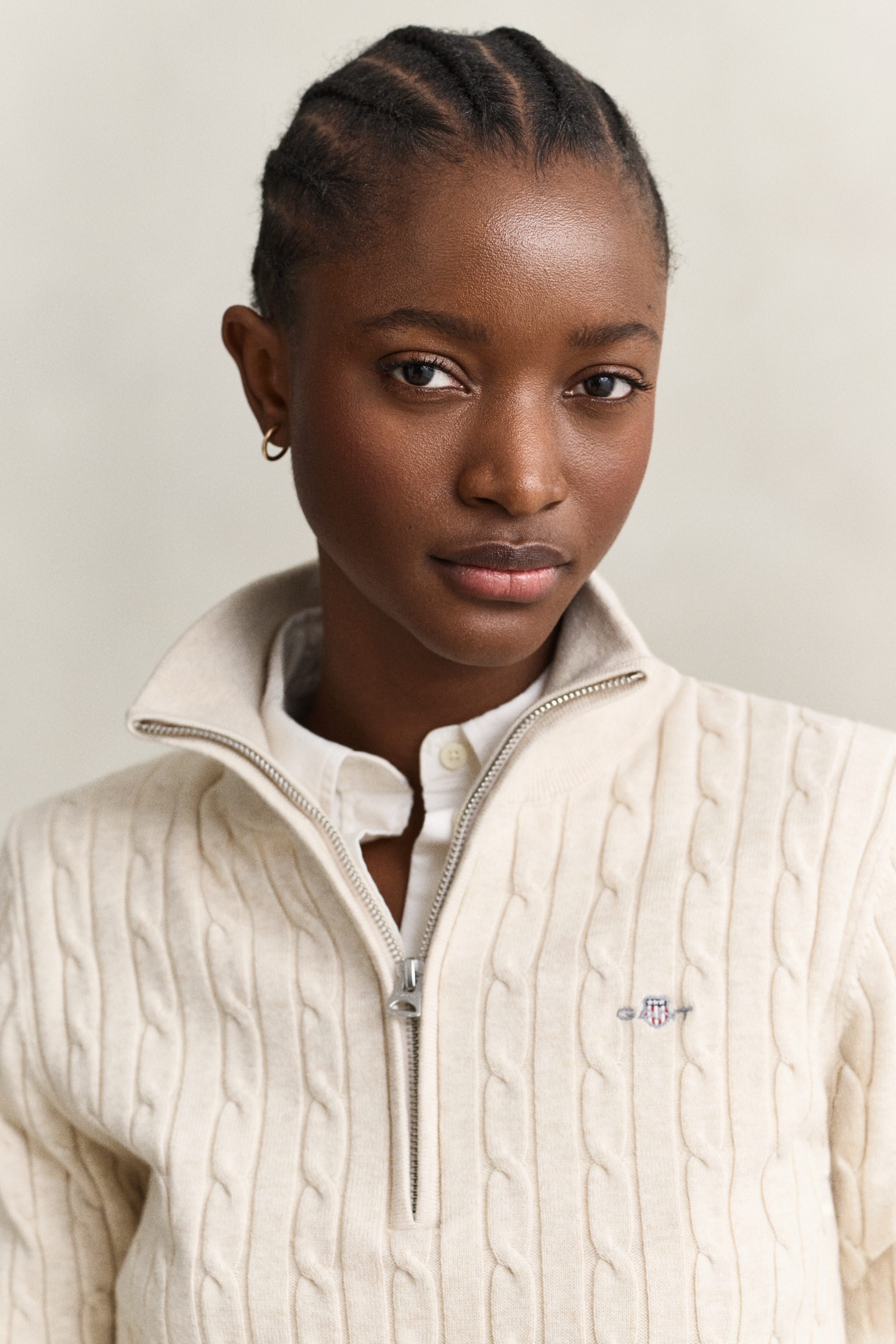 Gant Strickpullover »STRETCH COTTON CABLE HALF-ZIP« Mit Rundhalsausschnitt