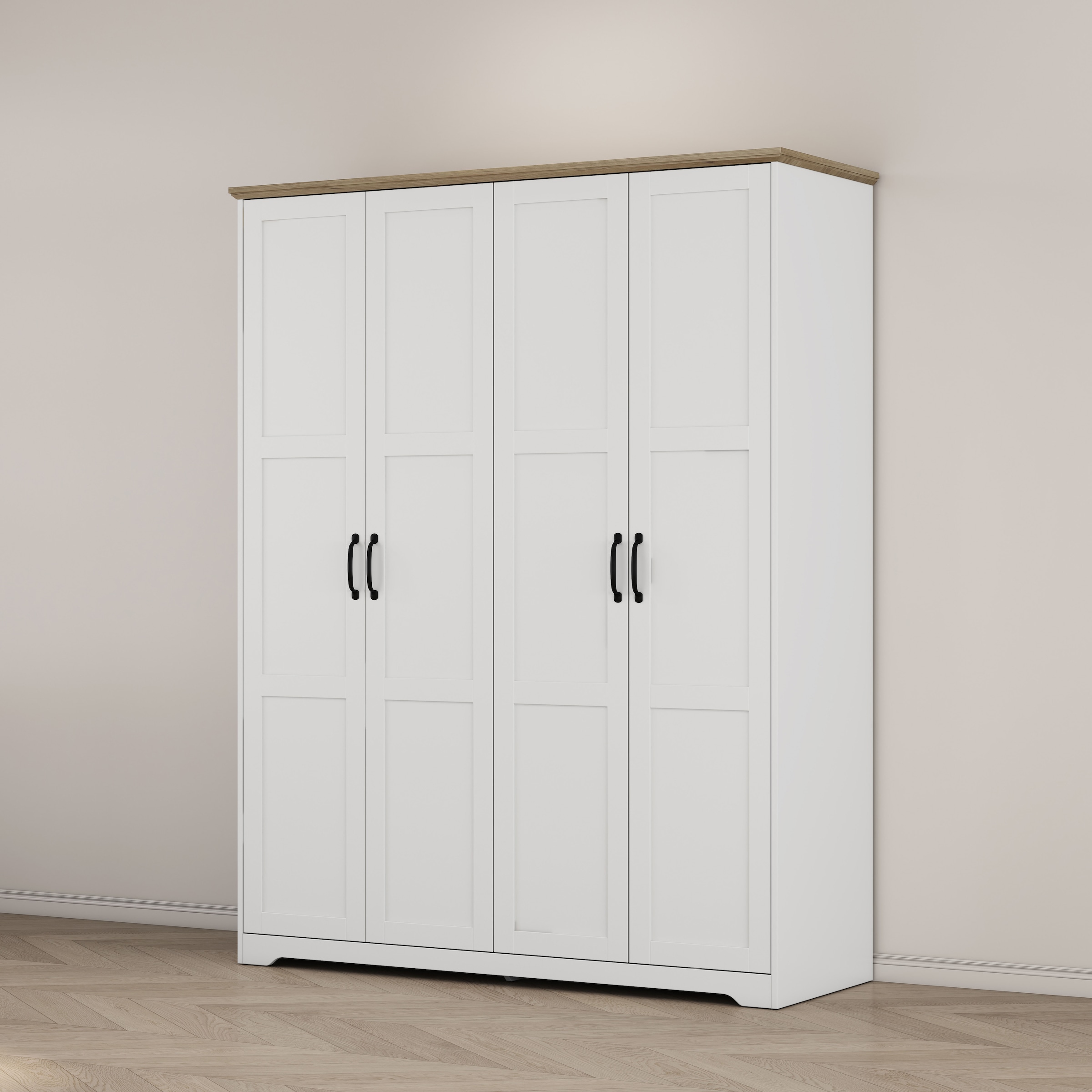 GOODproduct Kleiderschrank »Emmilia Schrank Schlafzimmerschrank im Landhaus Design« Mit vielen Einlegeböden und Softclose Türen,  Landhaus Schrank mit  4 Türen Breite 151,1cm Höhe 2m