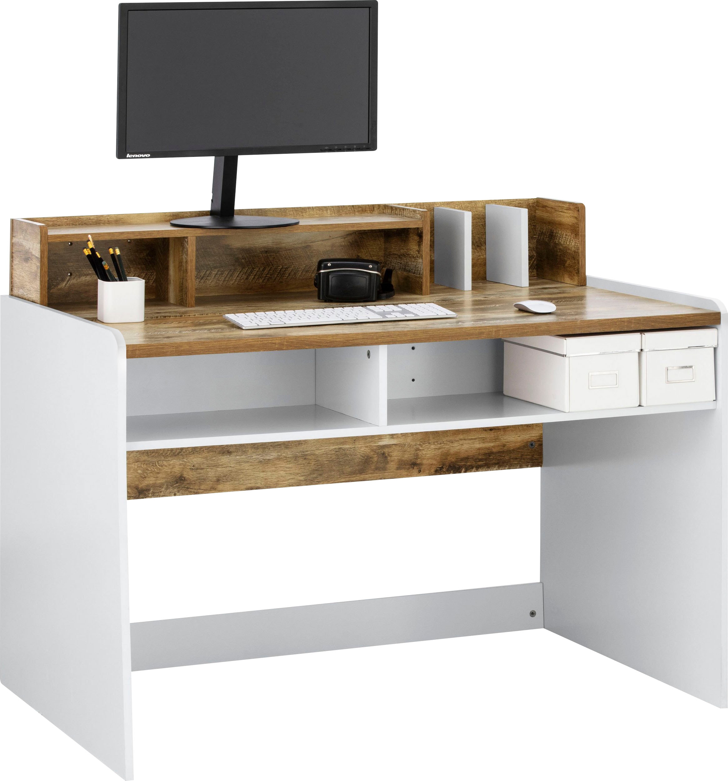 GOODproduct Schreibtisch »Jaaron«, Breite auf offene Fächer 120 cm, 7 versandkostenfrei
