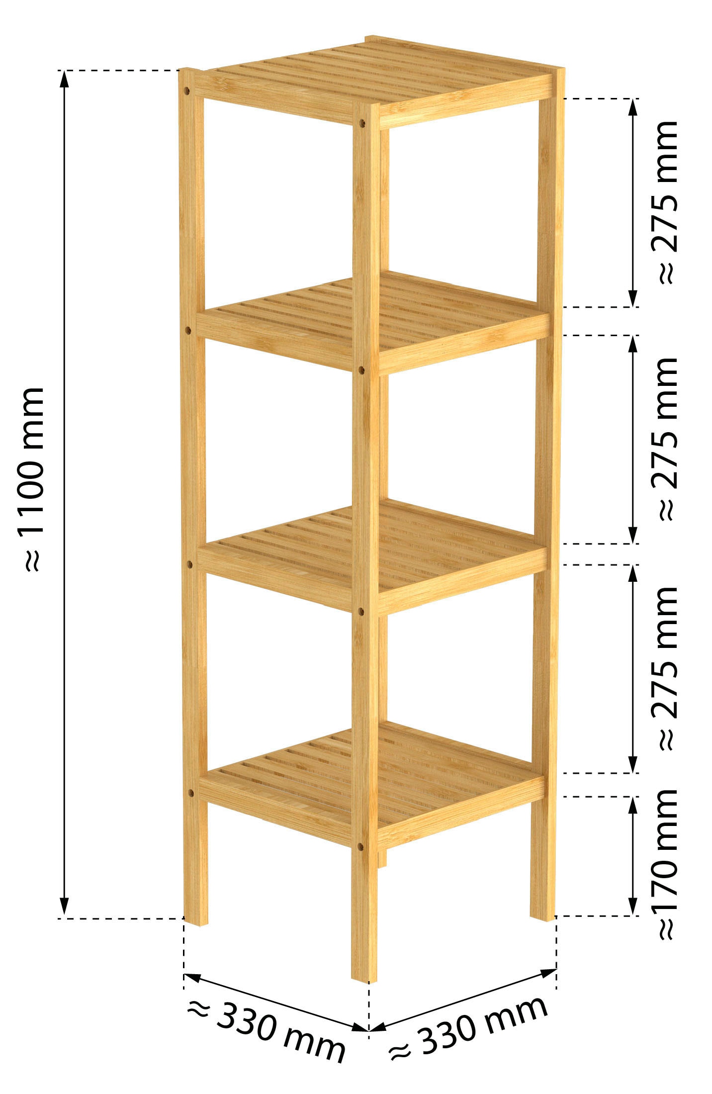 Eisl Badregal, schmal, mit 4 Ablagefächern, 34 cm breit