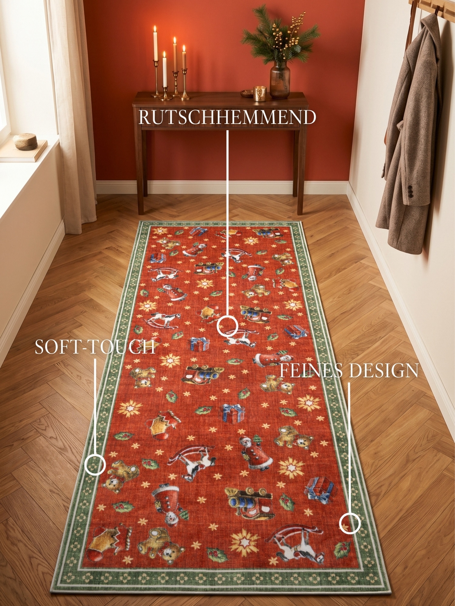 Villeroy & Boch Teppich »Toy's Delight Nostalgic Noel« rechteckig 3 mm Höhe Weihnachten, Toys Delight, Wohnzimmer, Waschbar, Baumrock, Christmas