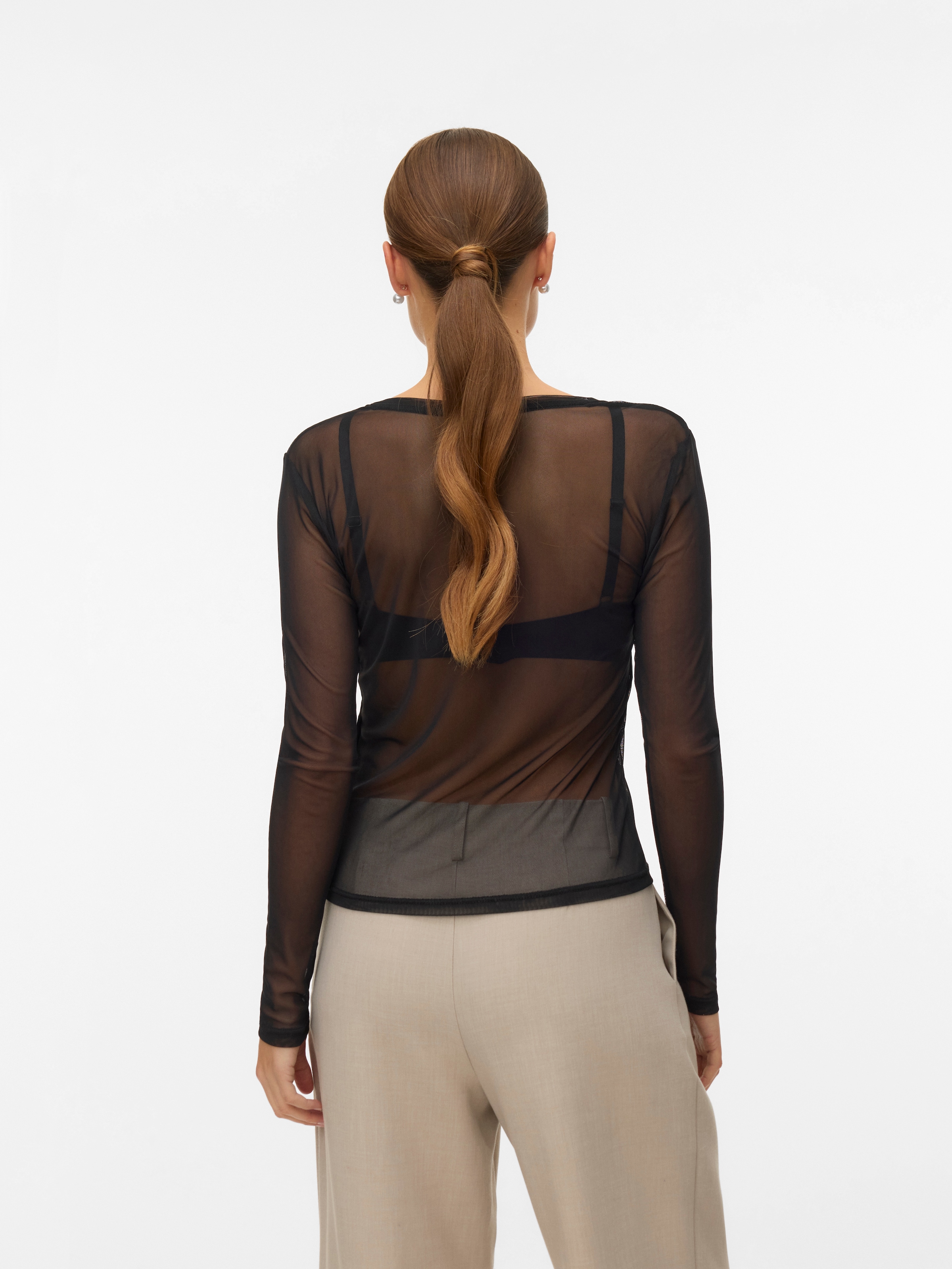 Vero Moda Langarmshirt »VMLOVA LS MESH TOP JRS NOOS« Materialmix, slim fit