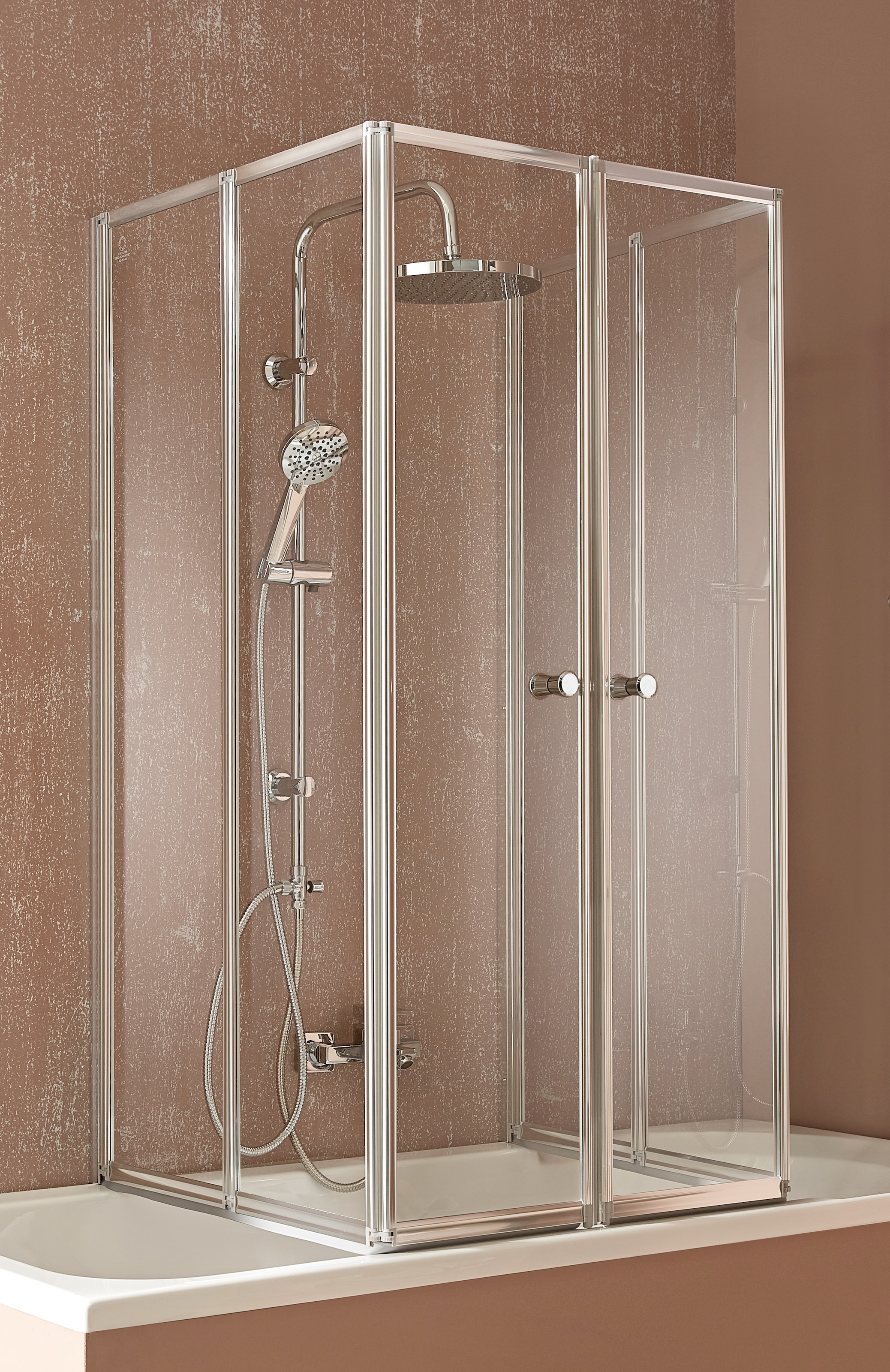 Image of welltime Badewannenaufsatz "Summer" 6 Stk. tlg. Badewannenfaltwand, Glaswand bestehend aus 6 Elementen