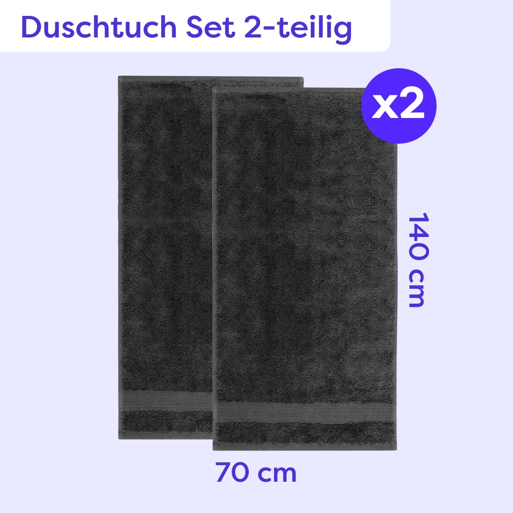 Wolkenfeld Duschtücher »Premium Low-Twist Baumwolle 550 g/m² – 2 grosse Duschtücher« 70×140 cm – weich, saugfähig und ideal für Bad & Wellness