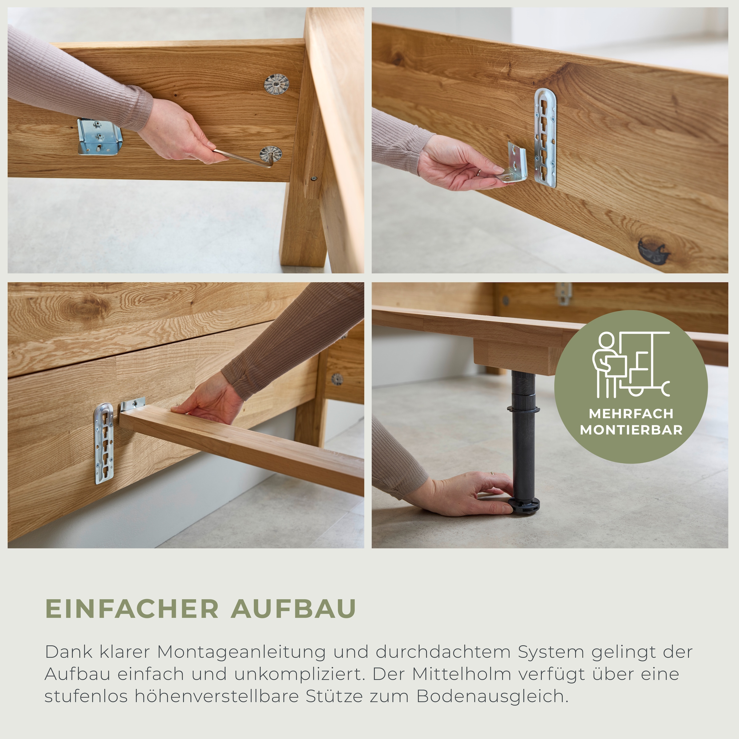 Home affaire Lit en bois massif »Ambroise aus Wildeiche« inkl. LED-Beleuchtung, wahlweise auch in Überlänge erhältlich