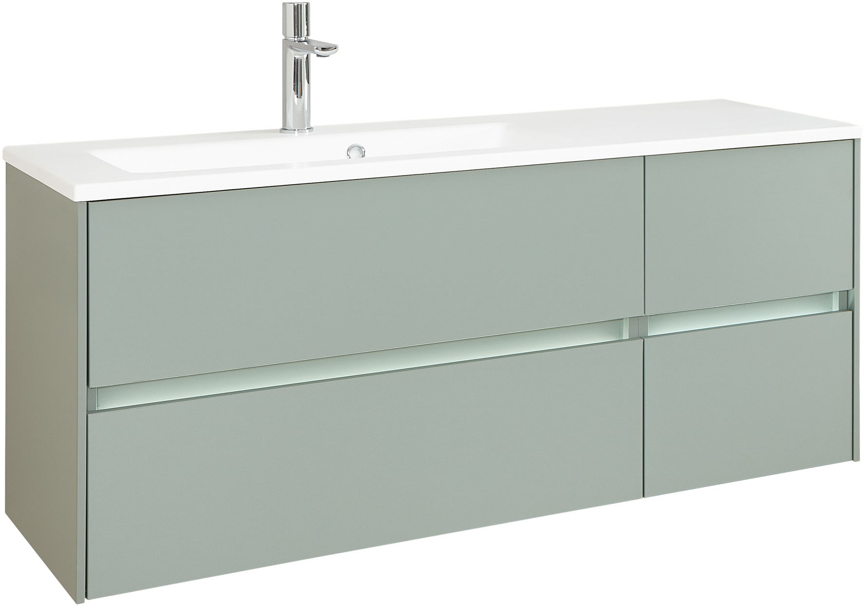 Image of Saphir Waschtisch "Solid-Surface-Waschtisch mit Unterschrank Serie 6010,vormontiert,113cm" 2 Stk. tlg. Waschplatz, 4 Schubladen, LED-Beleuchtung, Badmöbel Set mit Waschtisch
