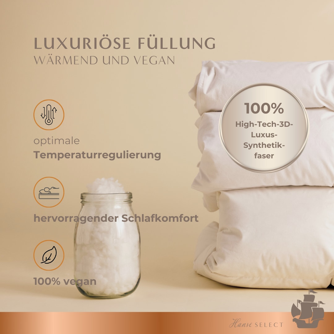 Hanse mit Kogge Couette microfibre »Hanse Select federfrei, Luxushotel, Ganzjahresdecke, Made in Germany« normal Füllung 100% hochwertige 6D-Hohlfaser 1 cuis tlg. couette de haute qualité 135x200 cm, 155x220 cm & autres tailles