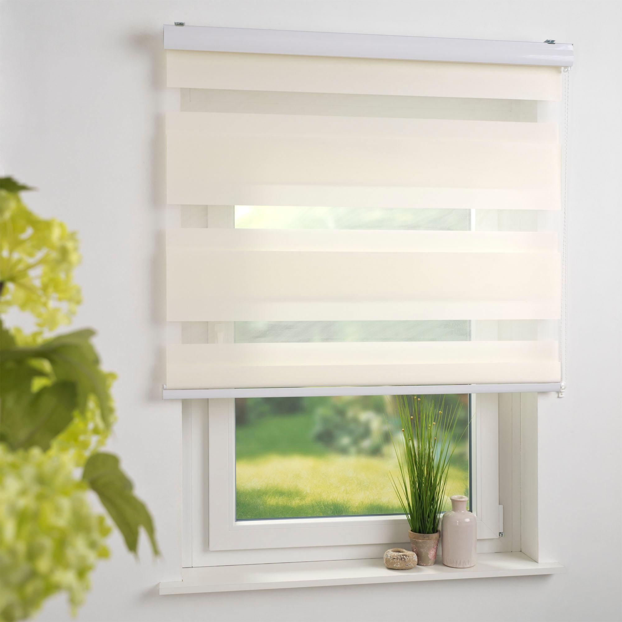Liedeco Doppelrollo »DUO-Rollo mit 20 cm Streifen«, Lichtschutz, mit Bohren, im Fixmass
