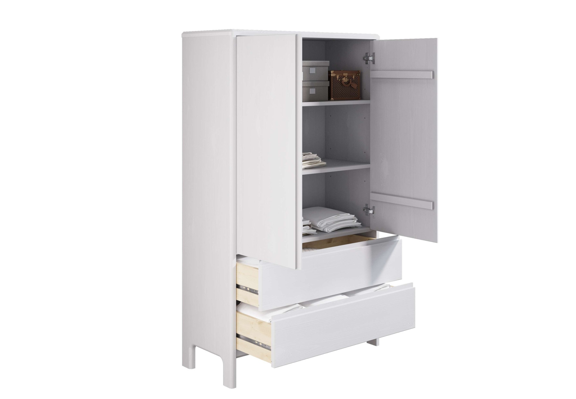 Home affaire Wäscheschrank »Luven«, (B/H/T ca. 98/137/34), aus massiver Kiefer, Höhe 137 cm, mit 2 Schubladen und 2 Türen