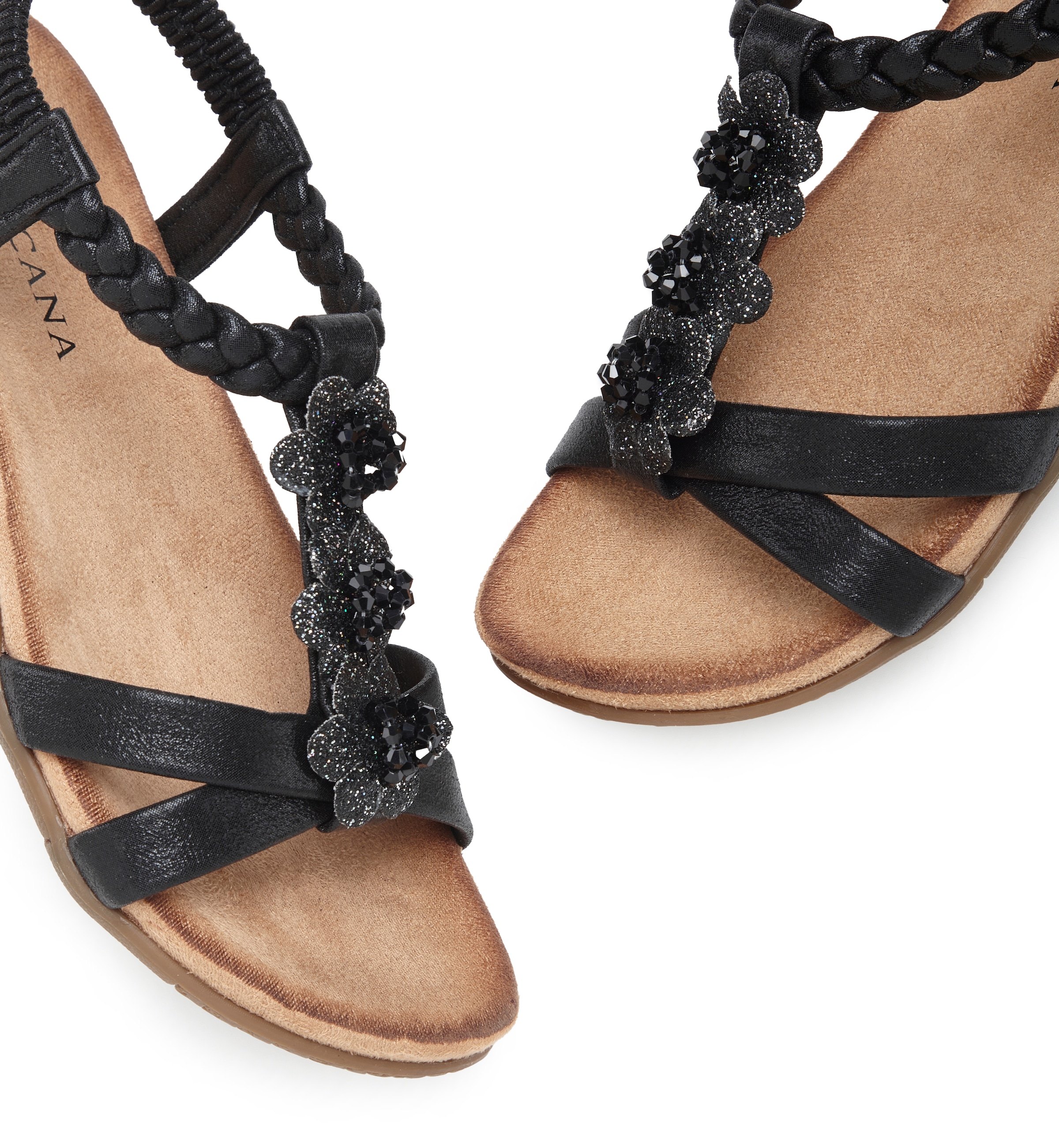 LASCANA Sandale »Sommerschuh, Sandalette, offener Schuh,«  avec élégants strass et lanière élastique