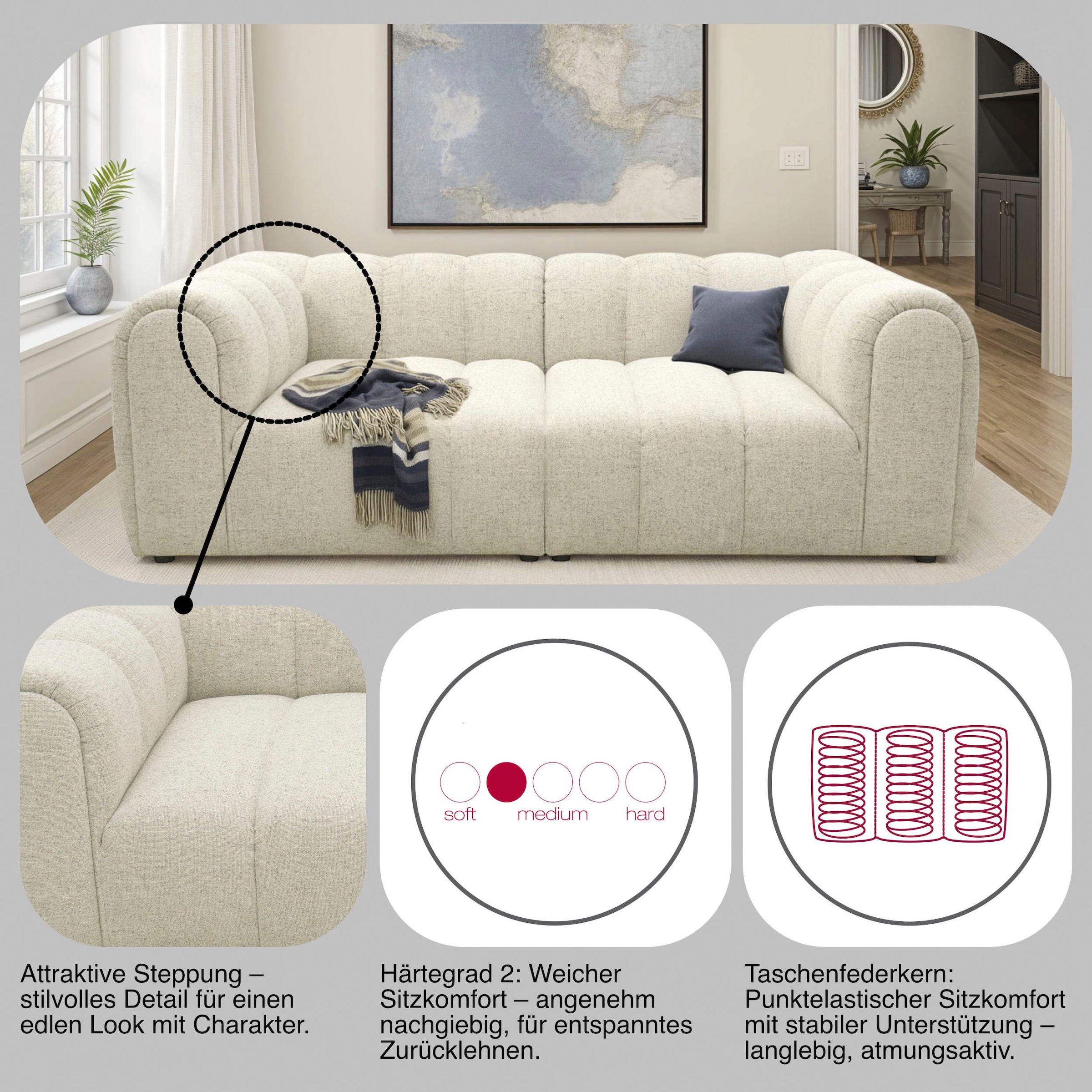 DOMO collection Big-Sofa »800020 Megasofa in 2 Breiten, Taschenfederkernunterfederung, bequem«