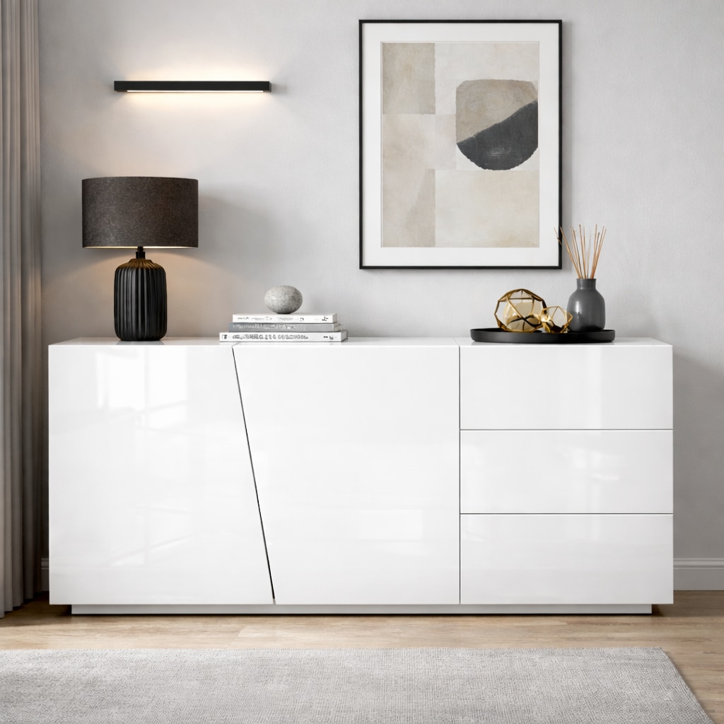 GOODproduct Kommode »San Remo, Kombikommode, Sideboard, mit viel Stauraum, Hochglanz« Moderne Kommode, UV-lackiert, grifflos, push-to-open-Funktion, B=180cm