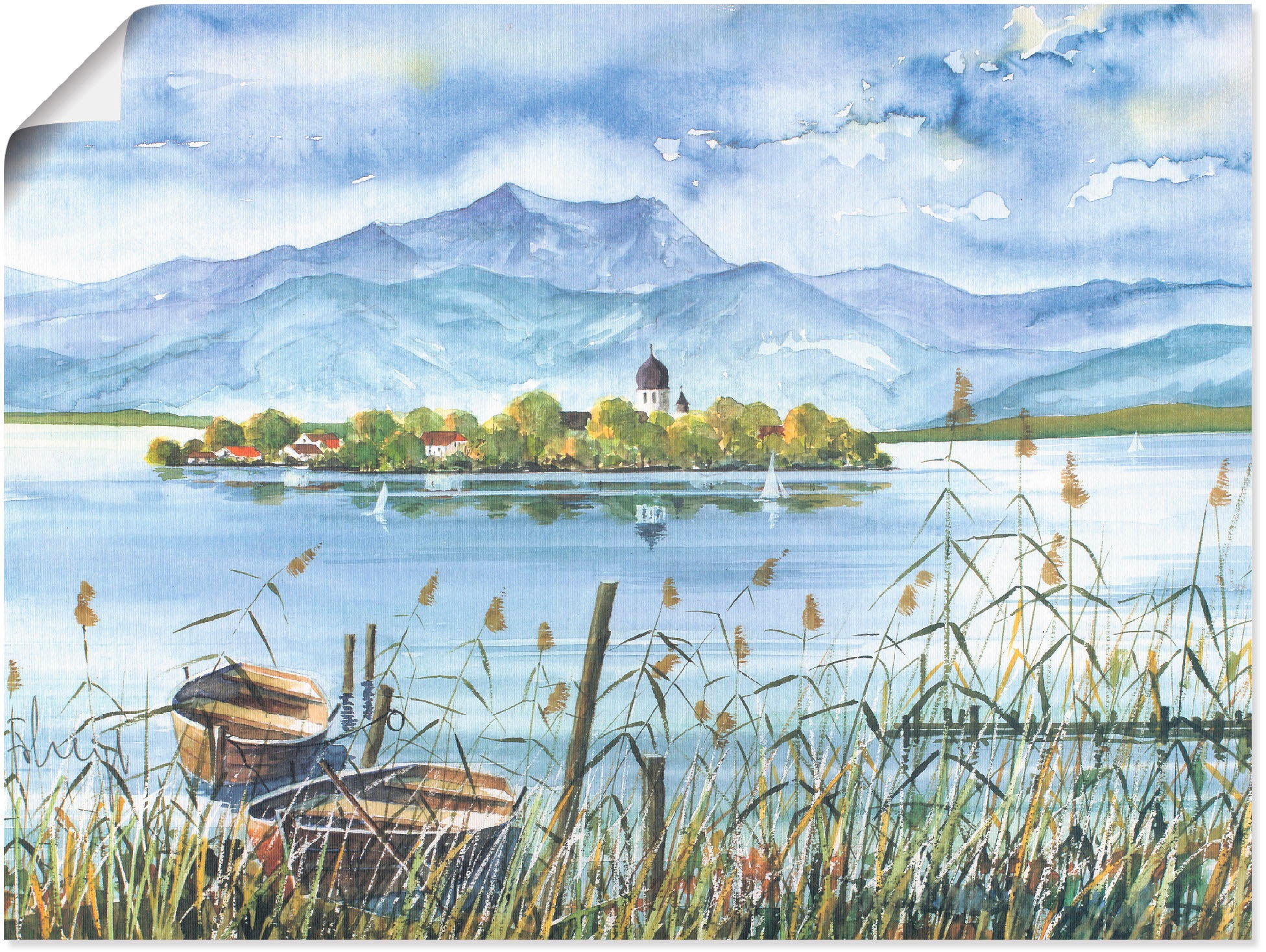 Image of Artland Wandbild »Seeblick Herreninsel«, Gewässer, (1 St.), in vielen Grössen & Produktarten -Leinwandbild, Poster, Wandaufkleber / Wandtattoo auch für Badezimmer geeignet bei Ackermann Versand Schweiz