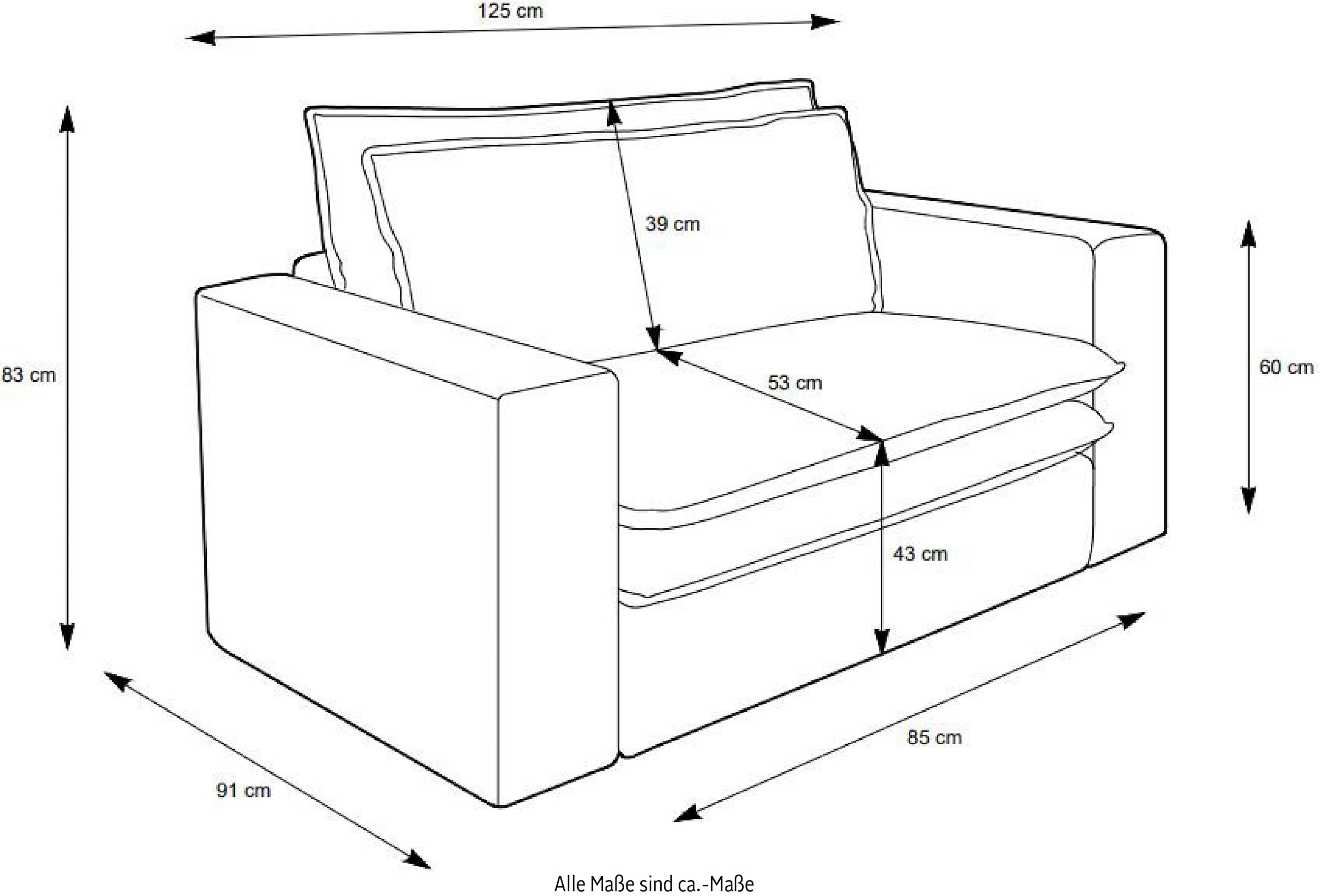 Places of Style Polstersessel »PIAGGE«, (2 tlg.), Hochwertiger Cord, Loveseat und Loveseat-Hocker im Set