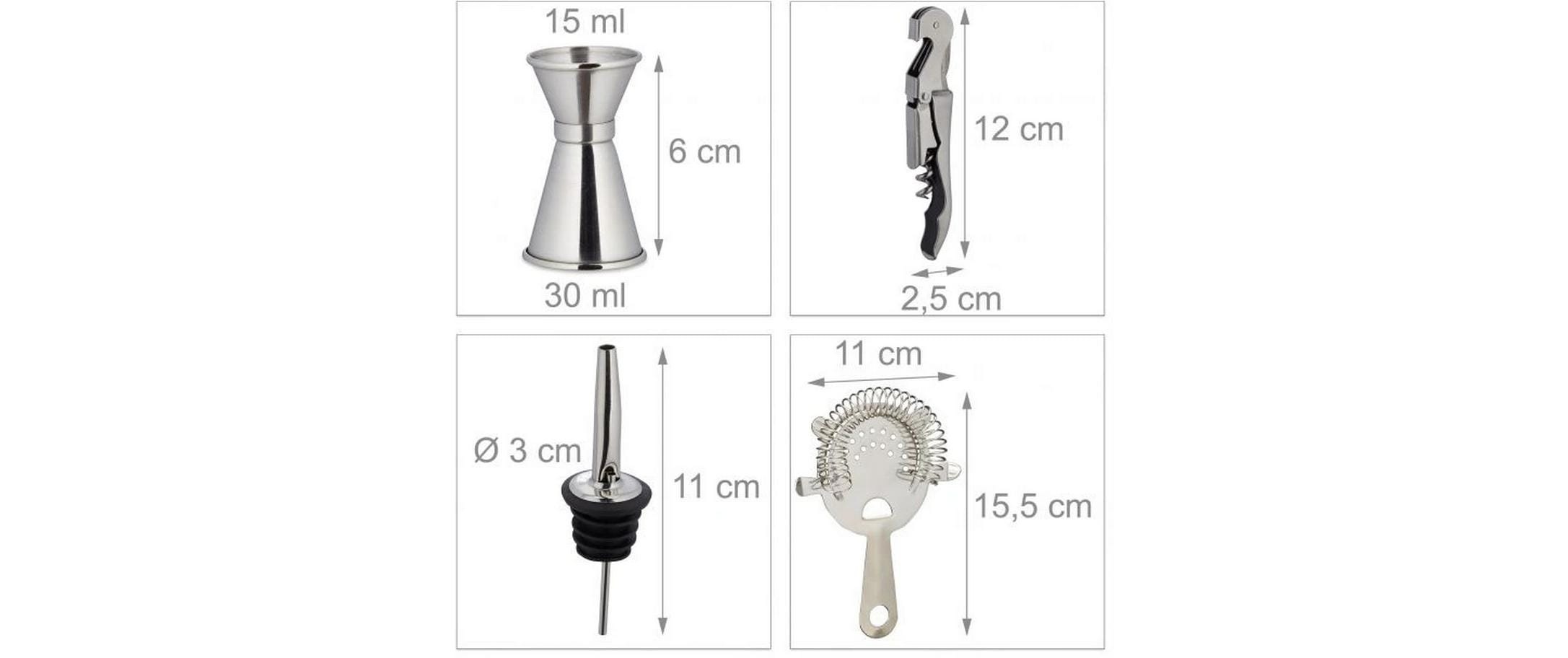 relaxdays Cocktail Shaker »680 l, Silber«
