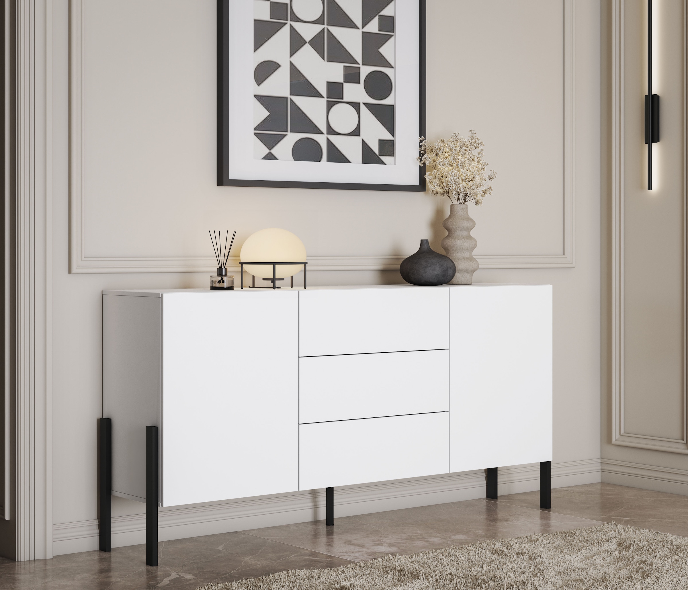 INOSIGN Sideboard »Jukon, Breite 150 bzw.180 cm, moderne grifflose Kommode«, Schubladenschrank 2 Türen/3 Schubkästen, push-to-open-Funktion