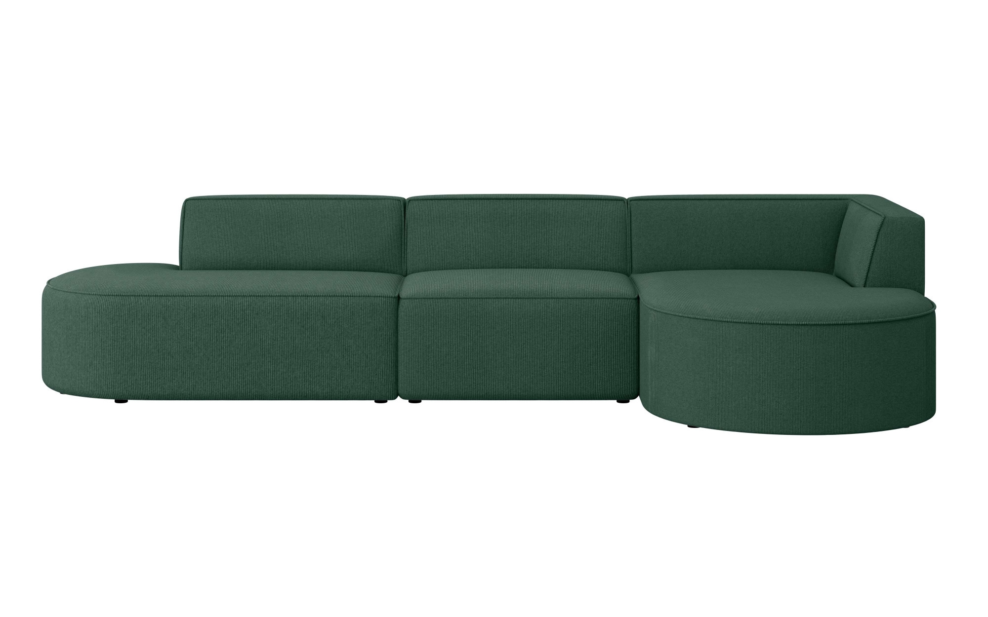 andas Ecksofa »EIVIND Designer Sofa mit Ottomane rechts/links, B/T/H: 343/159/72 cm«, L-Form mit Wellenunterfederung, auch in Feincord und Bouclé