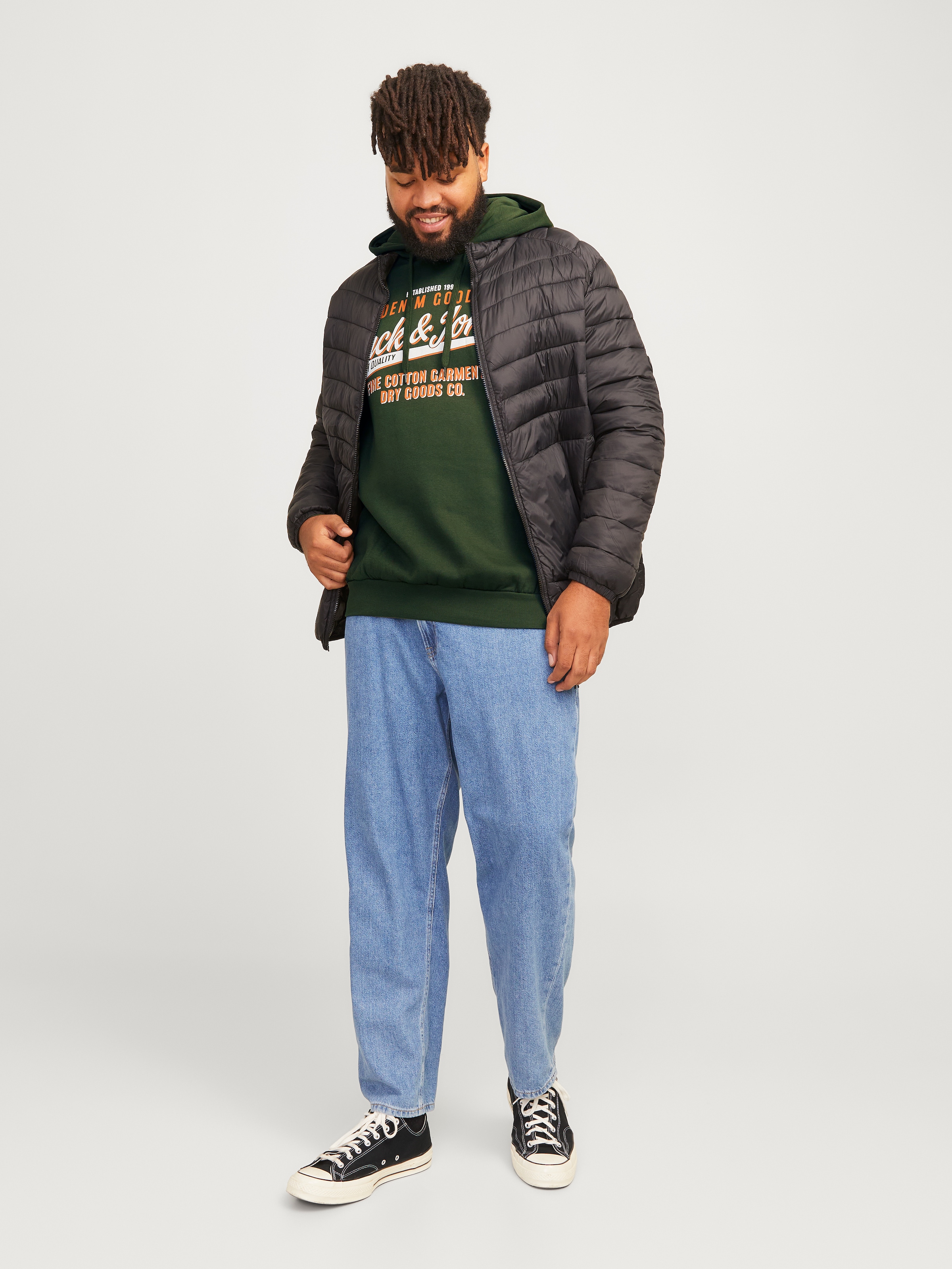 Jack & Jones PlusSize Hoodie »JJELOGO SWEAT HOOD 2 COL 24/25 NOOS PLS«, mit Logo Frontprint