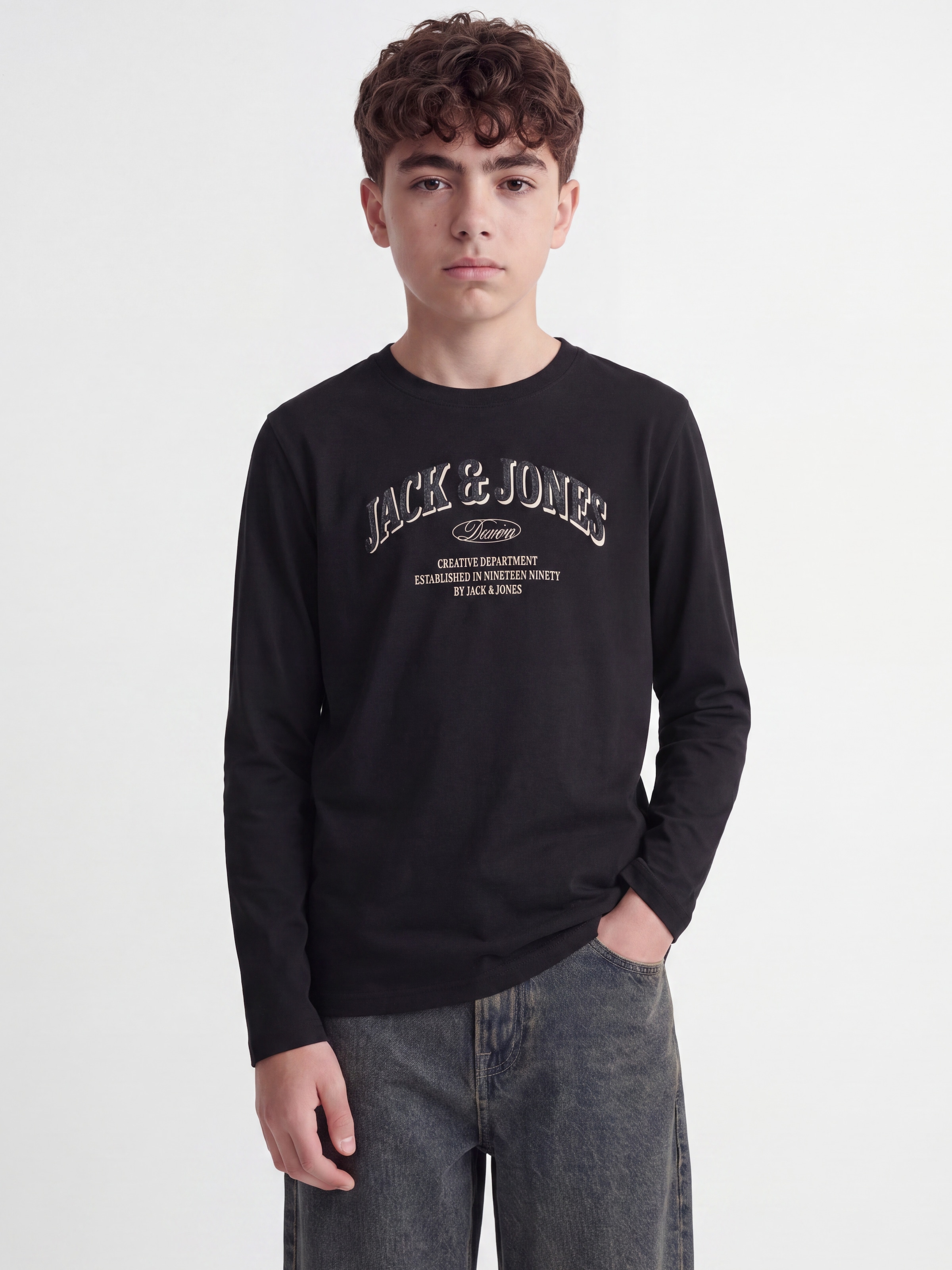 Jack & Jones Junior Langarmshirt »JJEDENVER LOGO TEE LS O-NECK SN JNR« Baumwolle, relaxed fit