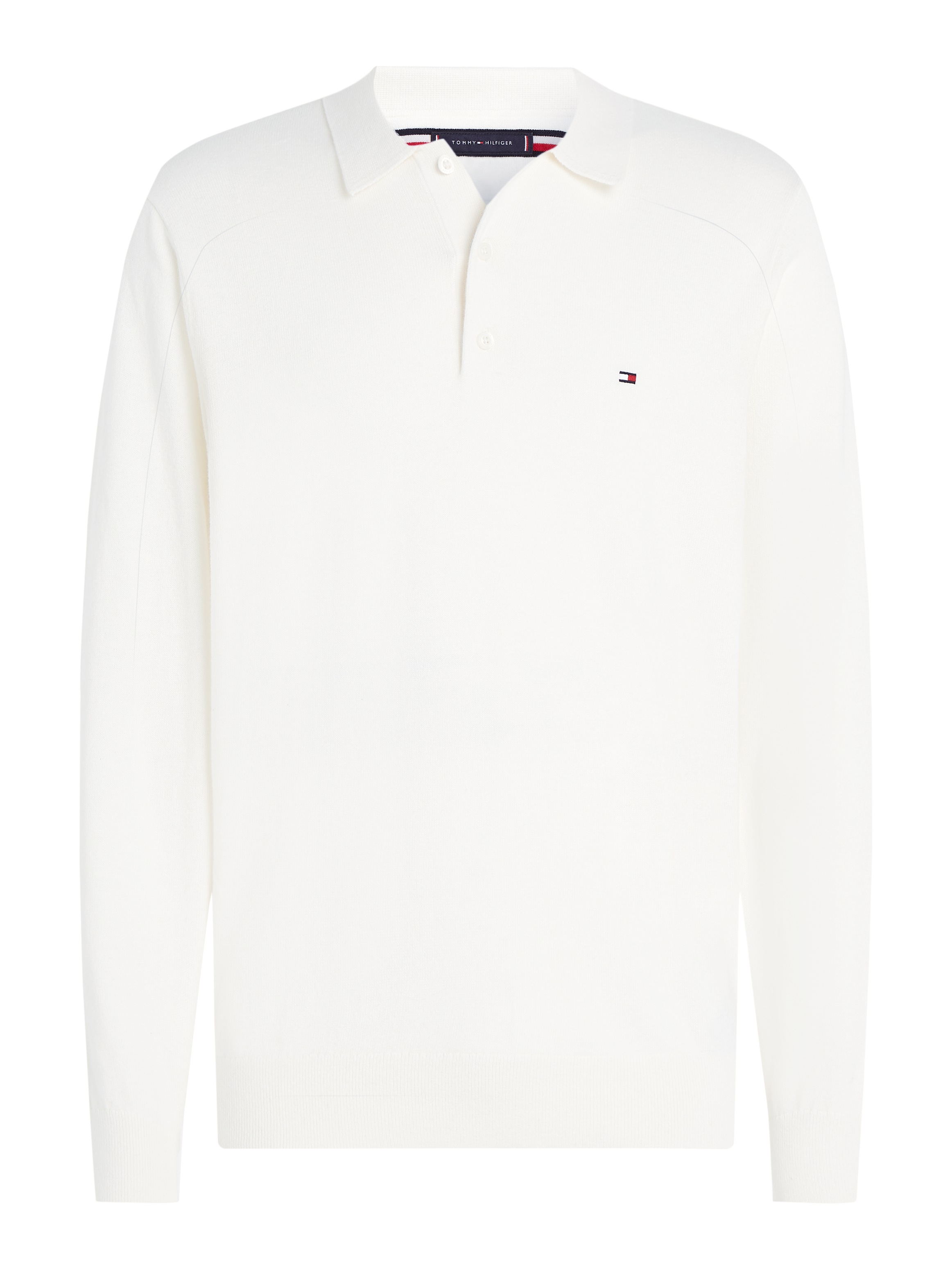 Tommy Hilfiger Polokragenpullover »PIMA ORG CTN CASHMERE LS POLO«, Flag-Stickerei auf Brust