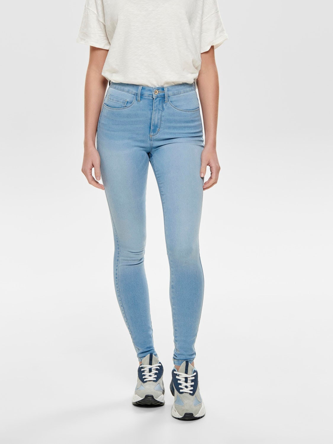 Image of ONLY High-waist-Jeans "ONLROYAL – Skinny-Jeans mit hoher Taille und Abriebeffekt" skinny fit, casual, Denim, Baumwollmischung, Eingrifftaschen