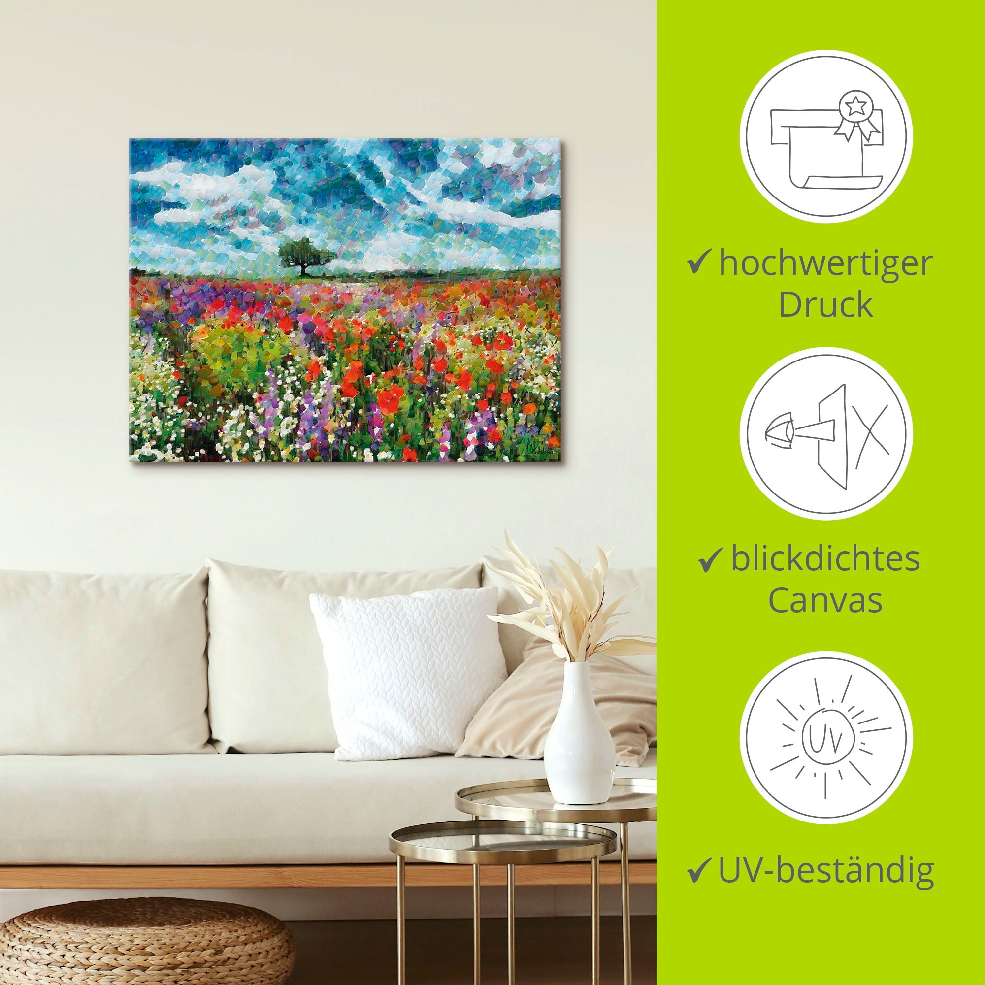 Artland Leinwandbild »Bunte Wiese« Blumenwiese 1 Stk. tlg. auf Holzrahmen gespannt