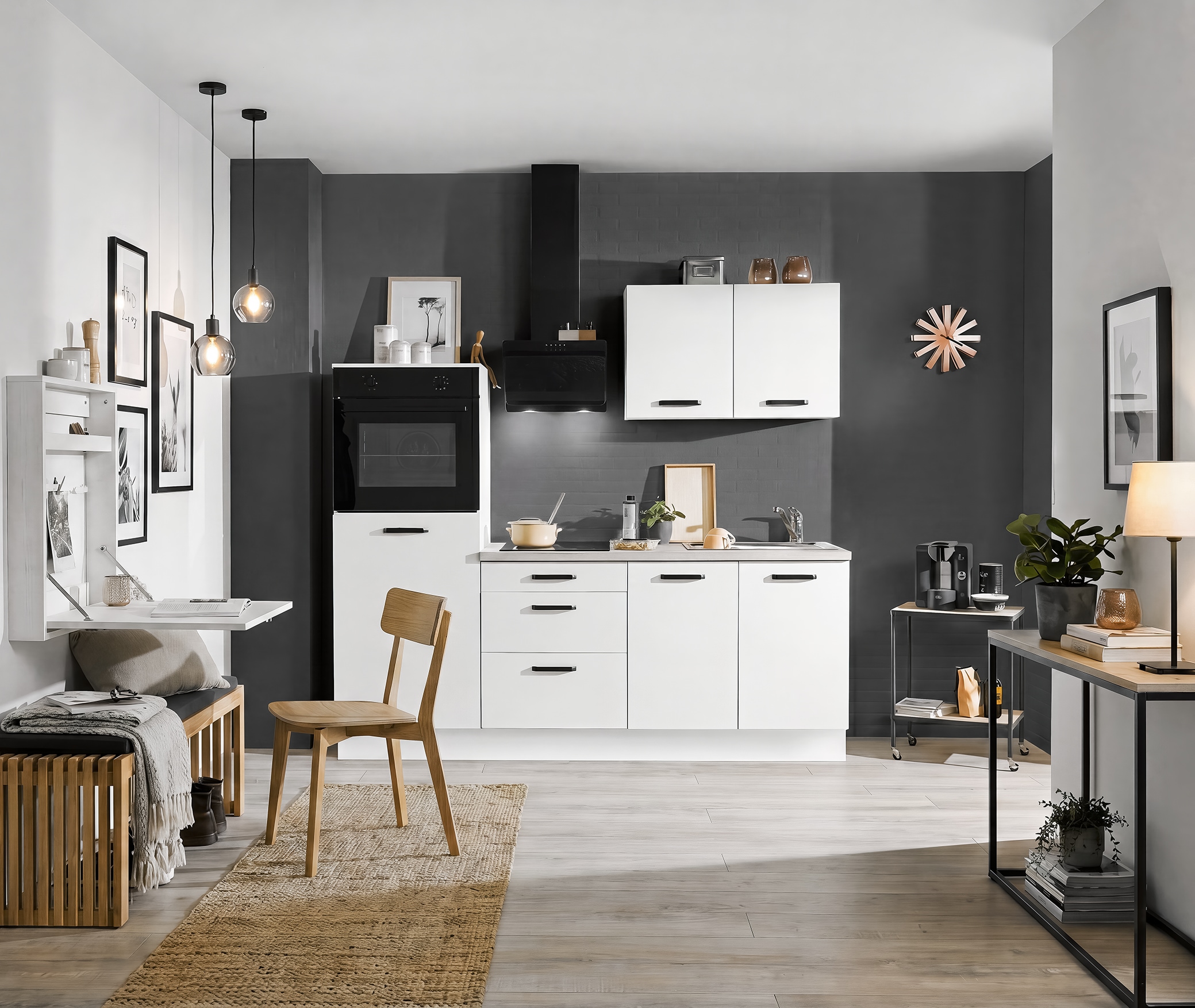 wiho Küchen Kitchenette »Compact« Largeur 210 cm, éventuellement avec appareils (sans réfrigérateur)