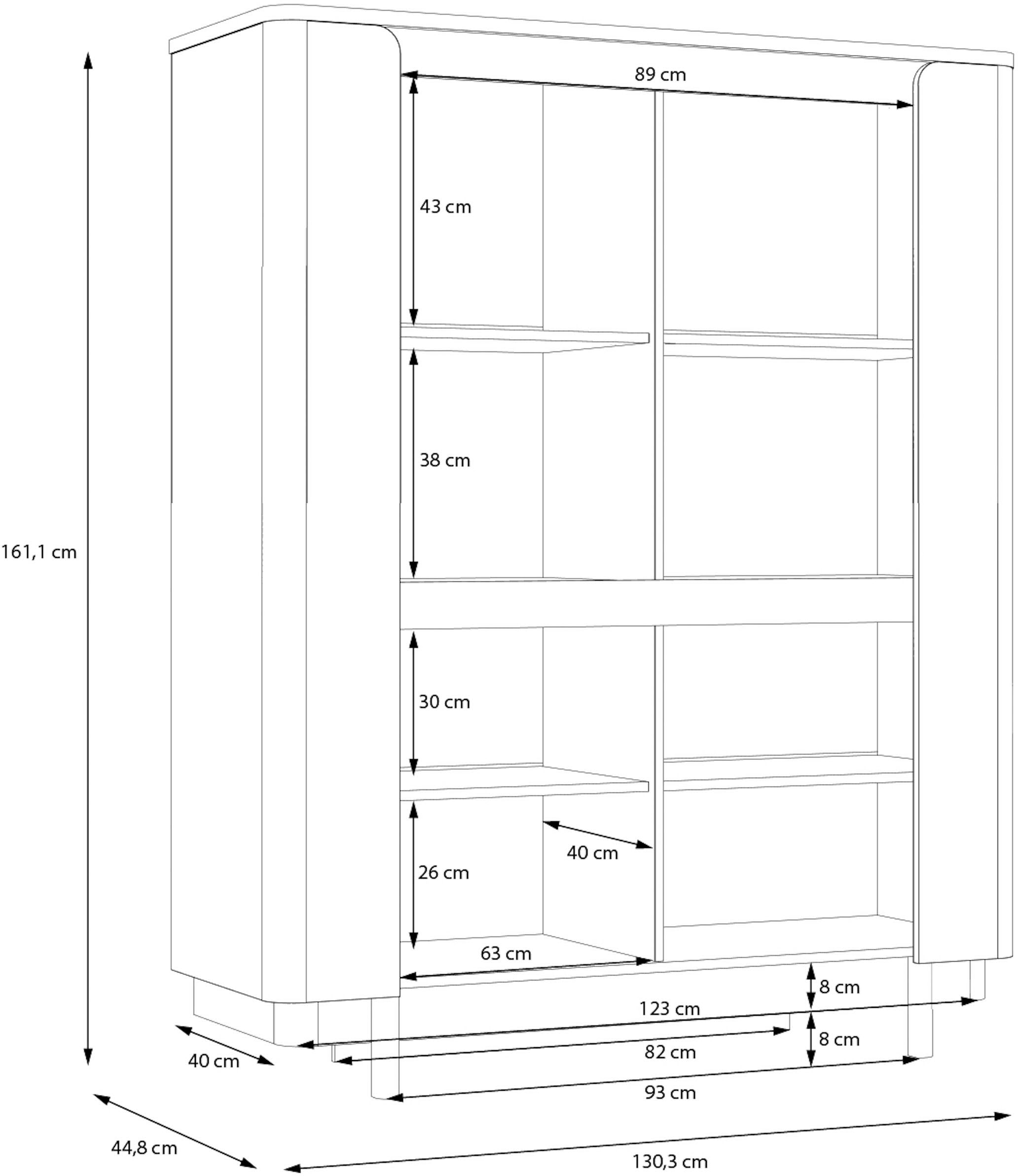 FORTE Vitrines »Vodol« highboard, portes lisses, bords arrondis