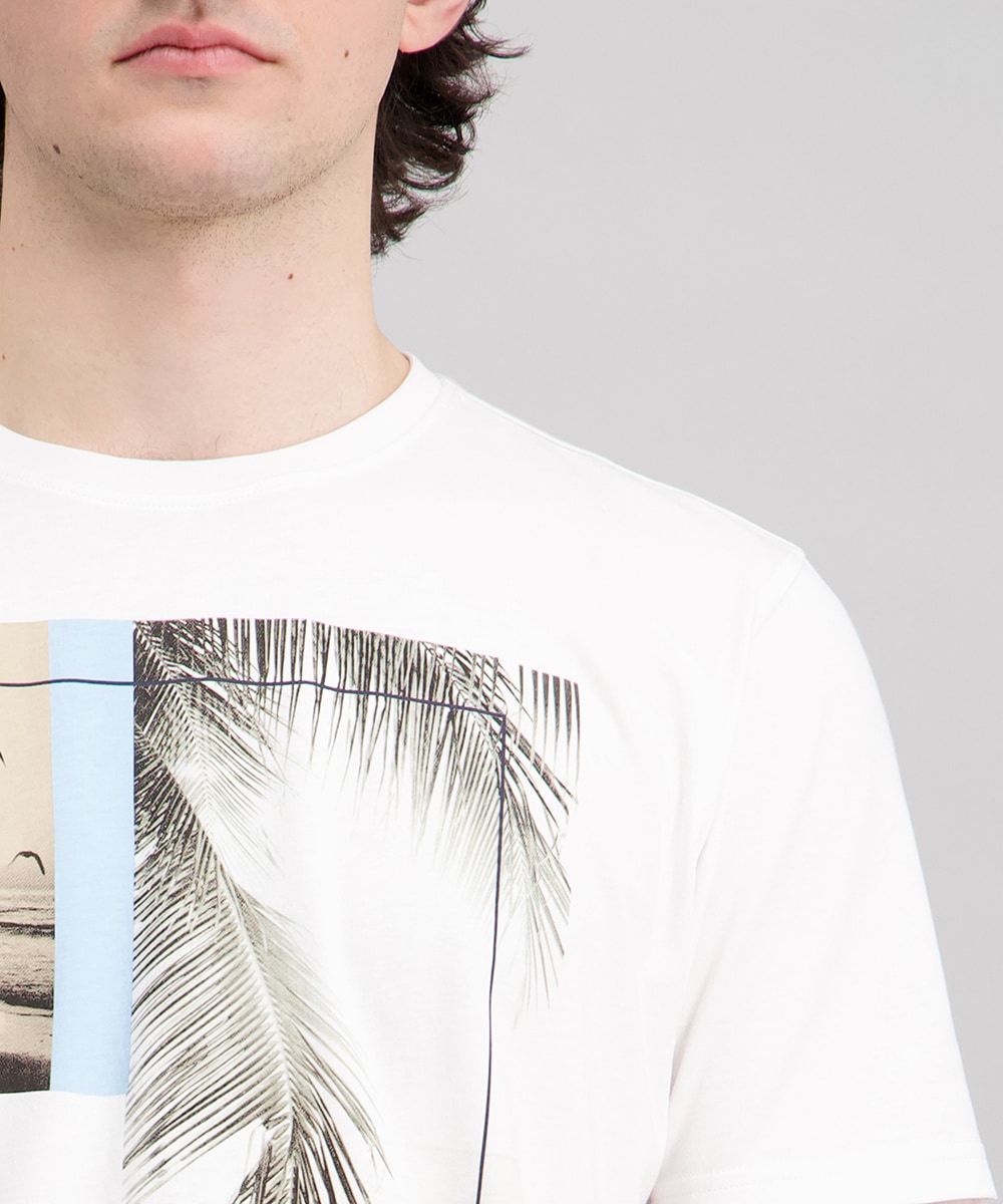 Image of Pioneer Authentic Jeans T-Shirt "Palmen Aufdruck" mit Print